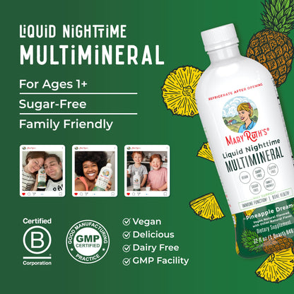 MaryRuth Organics Liquid Nighttime Multimineral | NO Melatonin | Magnesium Citrate | Calcium | Zinc | Vitamin D3| Available in 4 Flavors | Vegan | Sugar Free | Gluten Free | 32 Oz MARYRUTH'SUS supplements