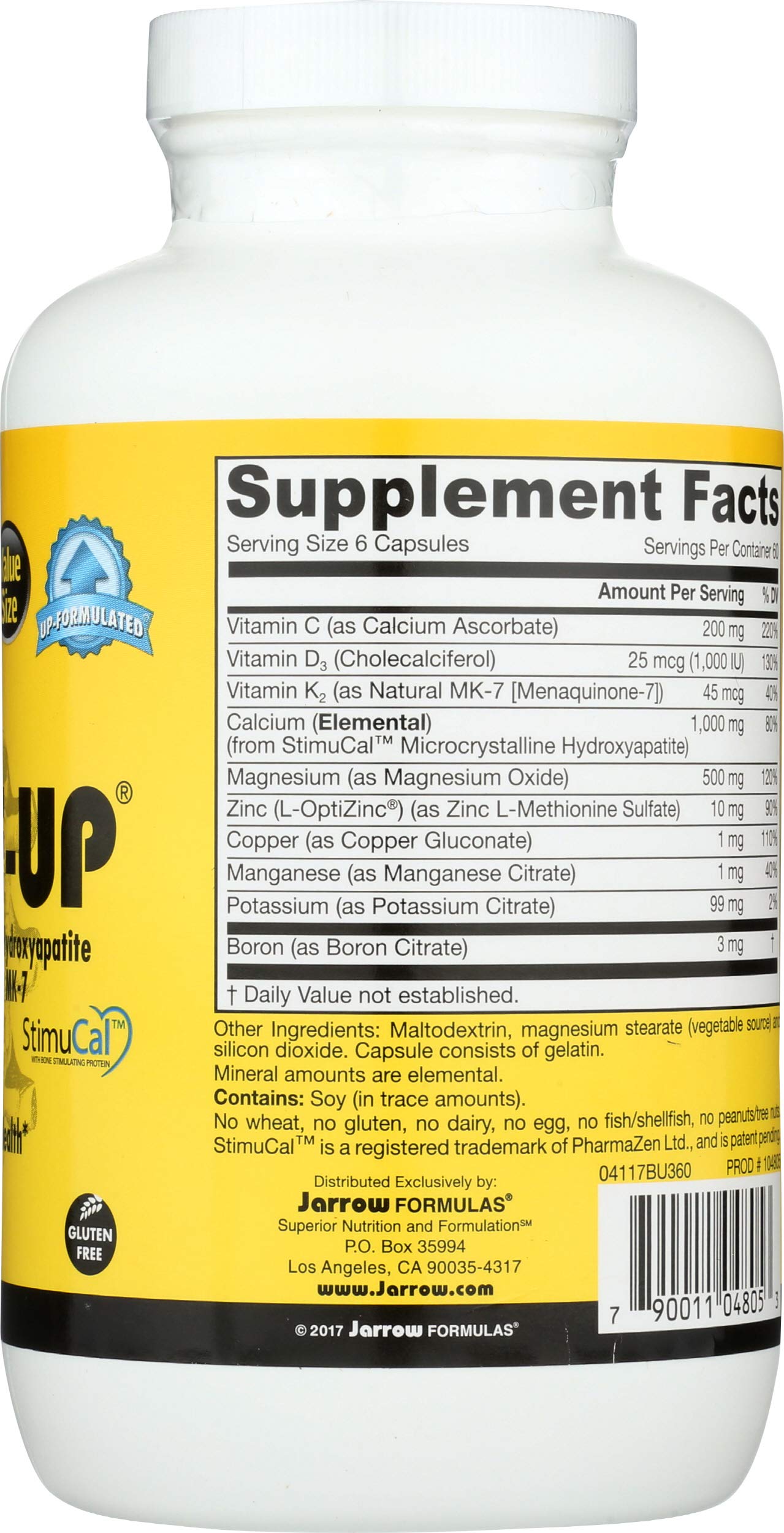 Jarrow Formulas BoneUp for Bone Density - Vitamin D3 and K2, Calcium Support, 360 Capsules, Promotes Skeletal Nutrition, Up to 60 Days Supply Jarrow FormulasAu supplements