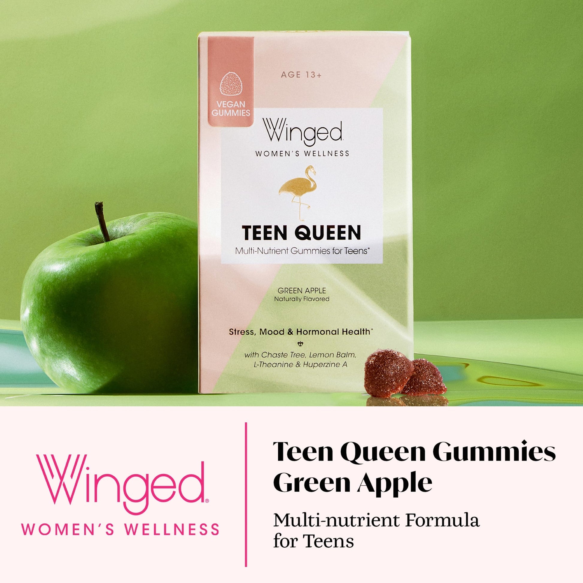 Winged Wellness Multivitamin Gummies for Teen Girls - Teen Vitamins for Mood & Hormonal Health - Vegan Gummy Supplement with Chaste Tree, Lemon Balm, L-Theanine, Probiotics & Biotin - 50 Gummies Winged WellnessAu supplements