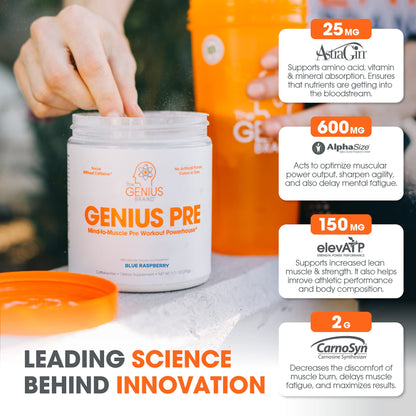 Genius Pre Workout Powder, Blue Raspberry - All-Natural Nootropic Pre-workout & Caffeine The Genius BrandUS supplements