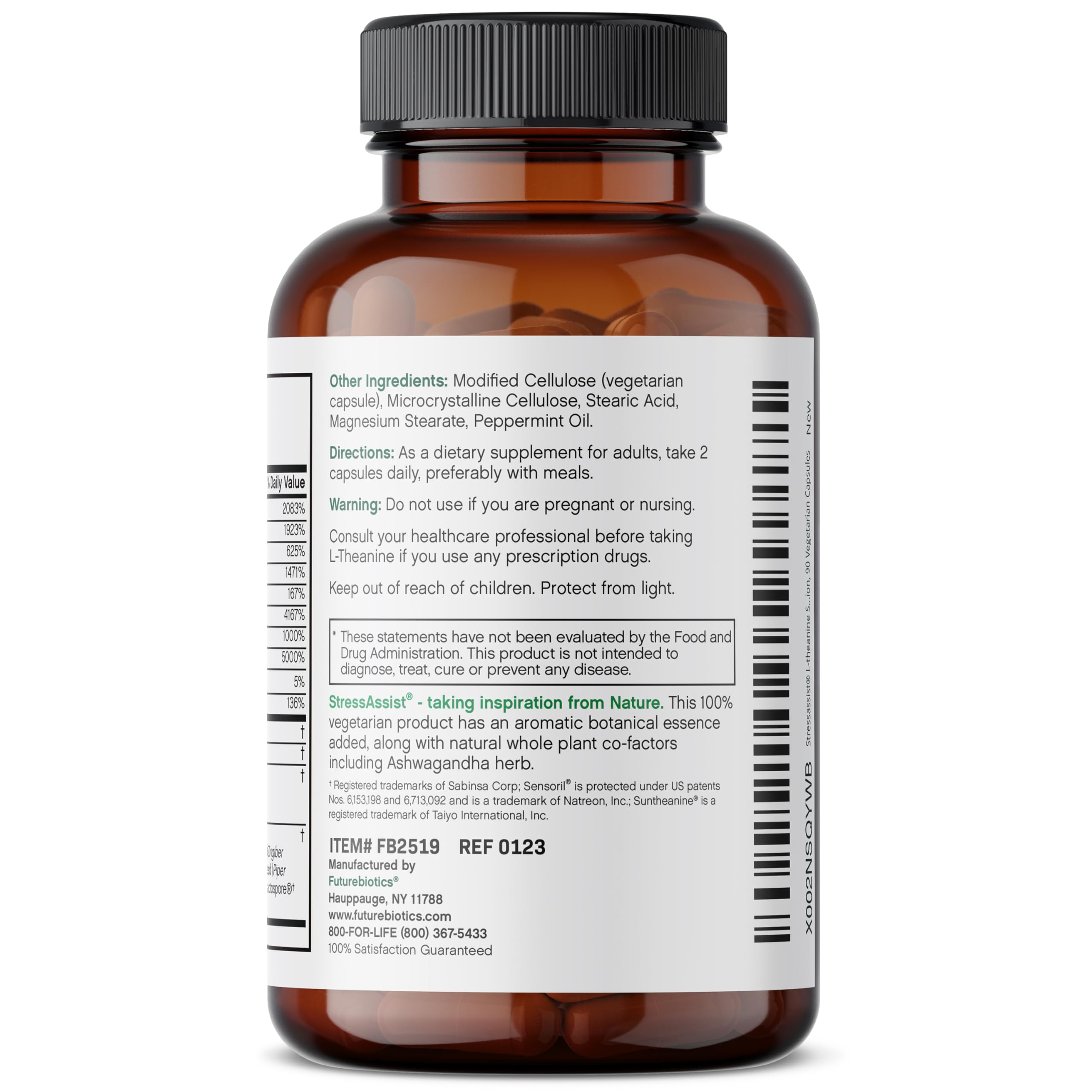 Futurebiotics Stressassist L-theanine Ashwagandha and Rhodiola Rosea Stress Complex - Natural Nutritional Stress Function, 90 Vegetarian Capsules FuturebioticsAu supplements