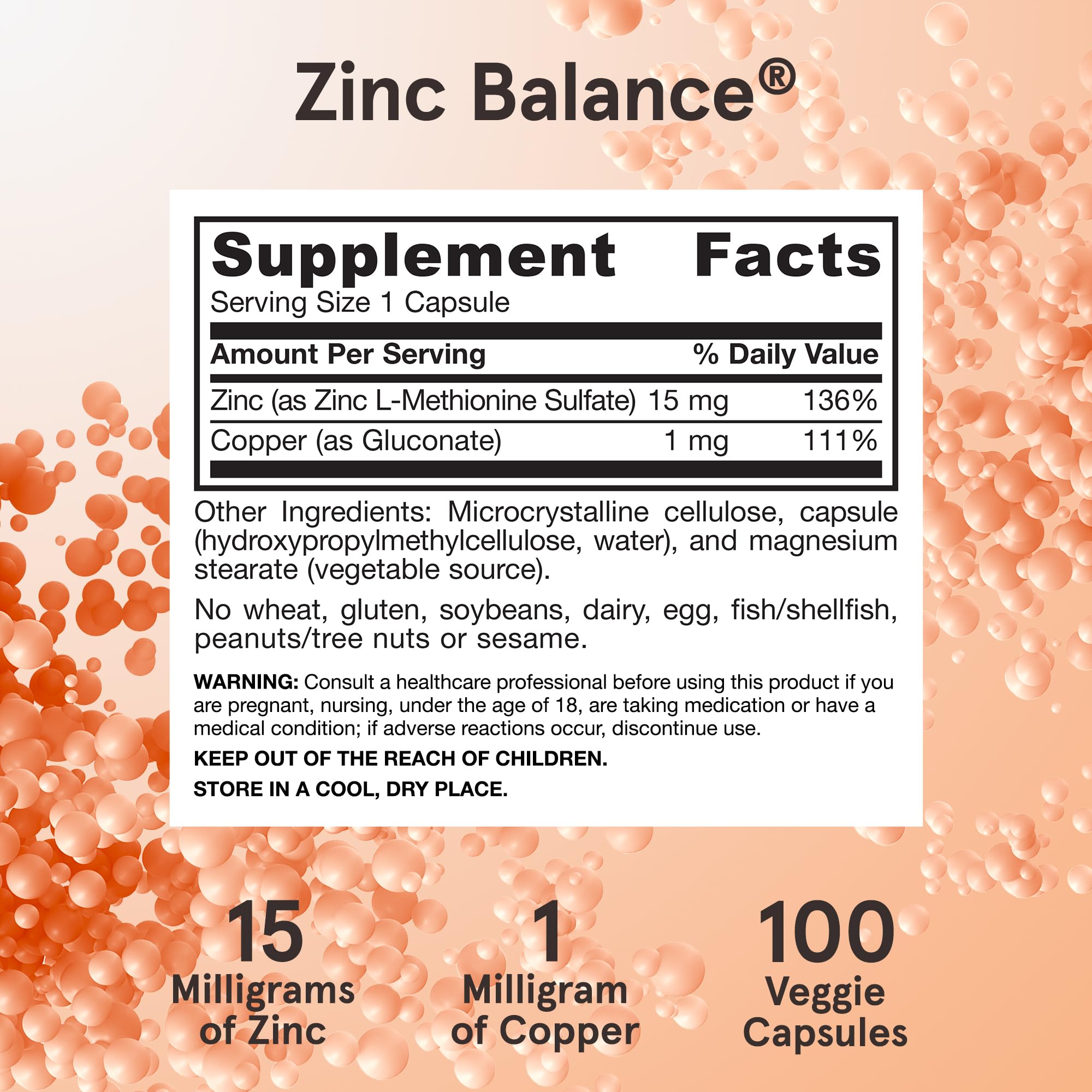 Jarrow Formulas Zinc Balance 15 mg - 100 Servings (Veggie Caps) - Zinc with Copper - Essential Minerals for Immune System Support - Immune Support Supplement - Gluten Free Copper Supplement, Vegan Jarrow FormulasAu supplements