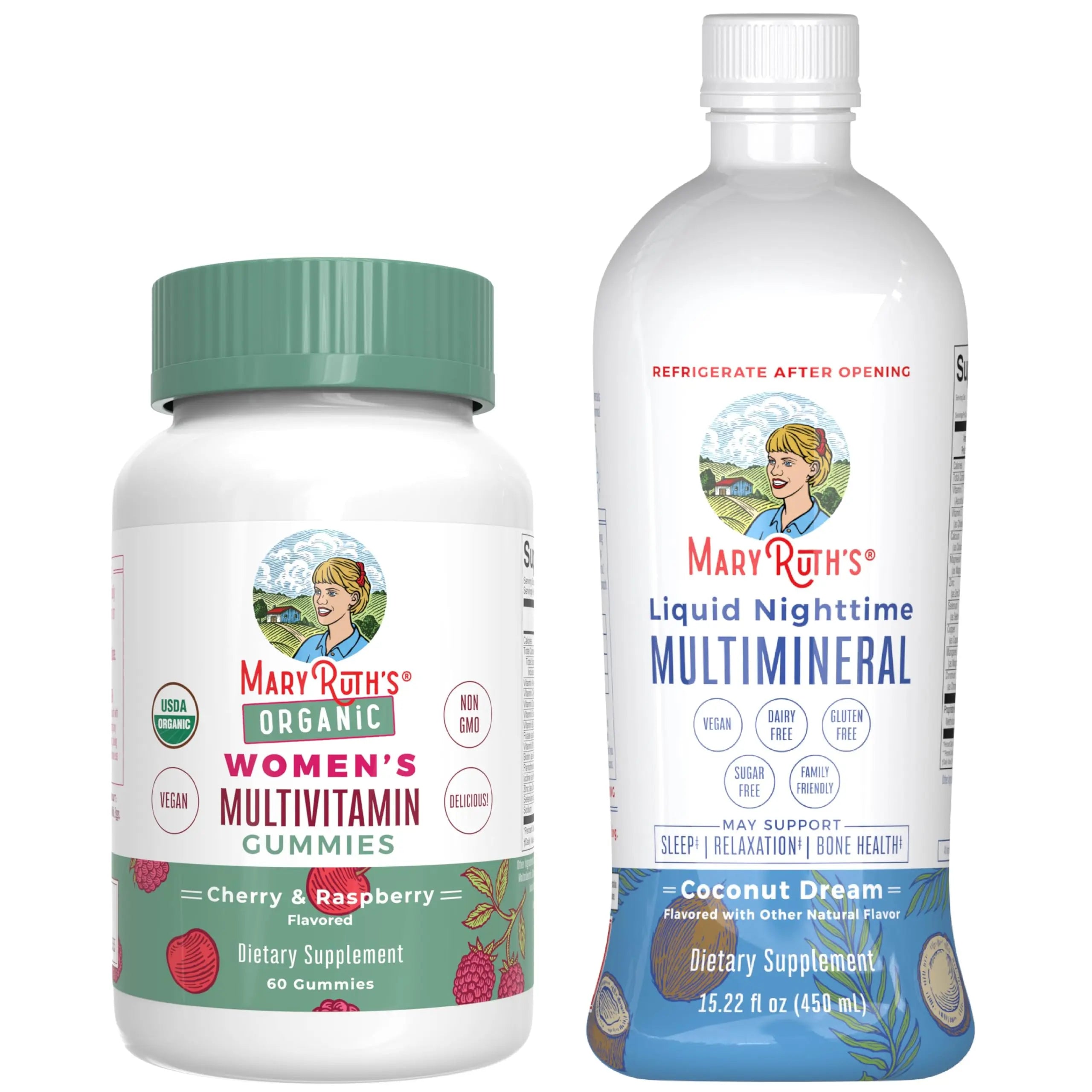 MaryRuth's Multivitamin Gummies for Women (Strawberry) & Liquid Nighttime Multimineral (Pineapple) | Clean Label Project Verified | MARYRUTH'SAu supplements
