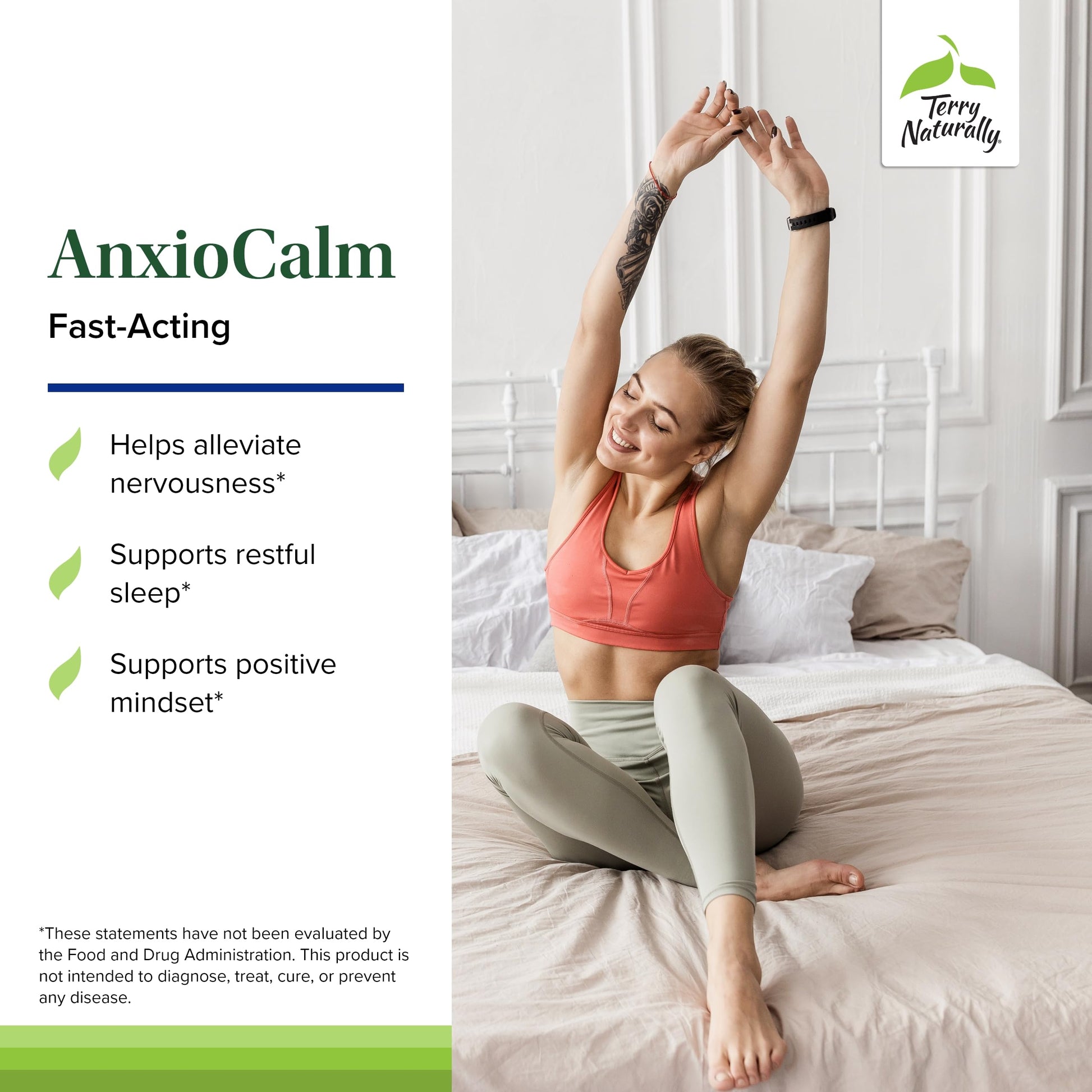 Terry Naturally AnxioCalm - Calming Support Supplement - Supports Against Occasional Tension & Aids Calm Feelings with Narrow-Leaved Coneflower - Non-Drowsy Supplement - 75 Tablets Terry NaturallyAu supplements