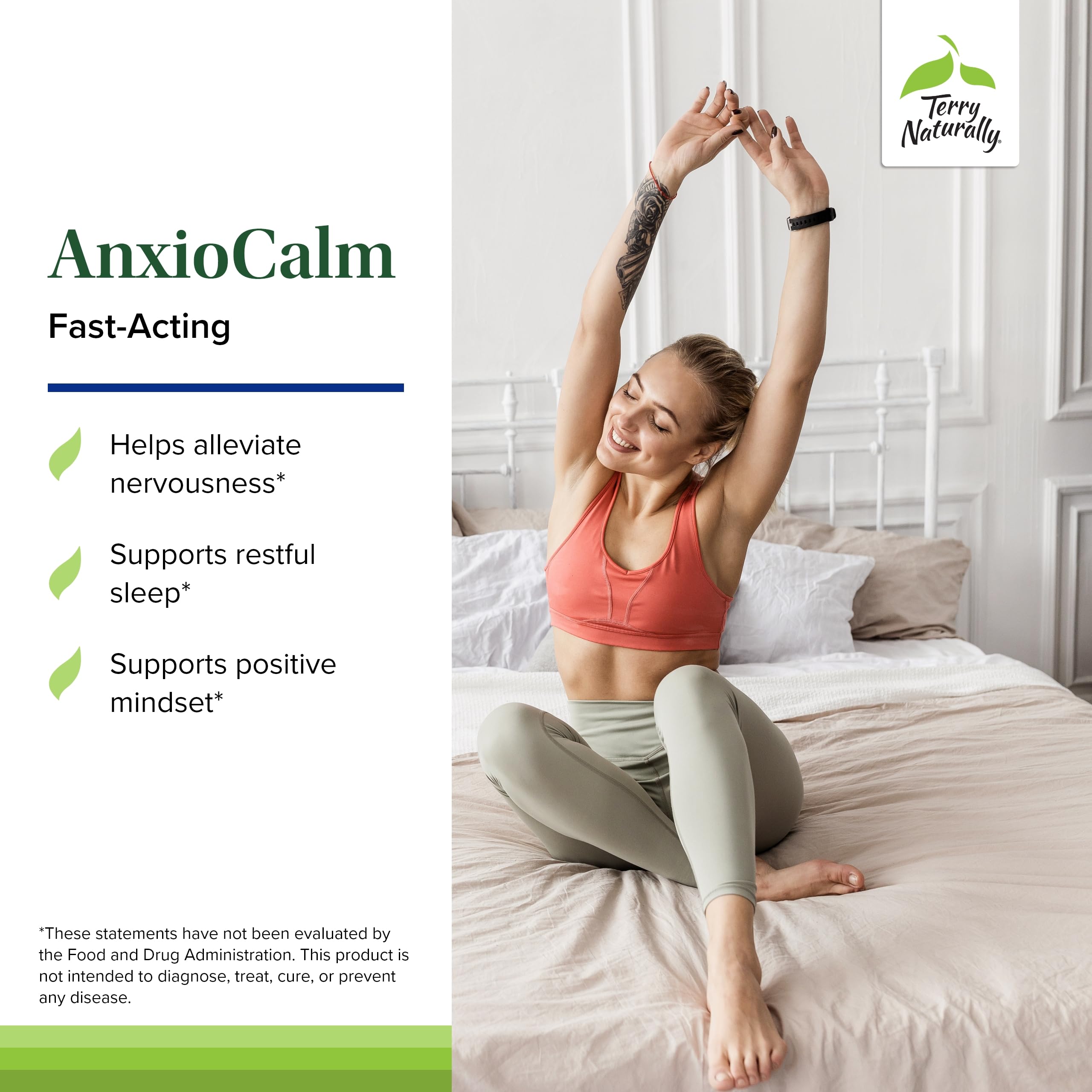 Terry Naturally AnxioCalm - Calming Support Supplement - Supports Against Occasional Tension & Aids Calm Feelings with Narrow-Leaved Coneflower - Non-Drowsy Supplement - 75 Tablets Terry NaturallyAu supplements
