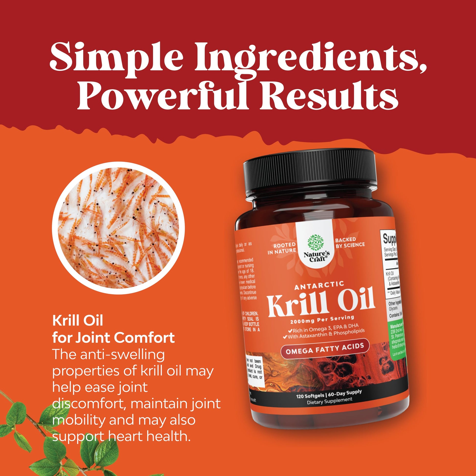 Antarctic Krill Oil 2000mg Softgels Per Serving - Omega 3 Krill Oil Supplement Natures CraftUS supplements
