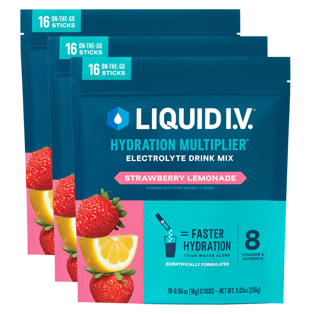 Liquid I.V.® Hydration Multiplier - Strawberry Lemonade | Electrolyte Powder Drink Mix | 3 Pack (48 Servings) Liquid I.V.US supplements
