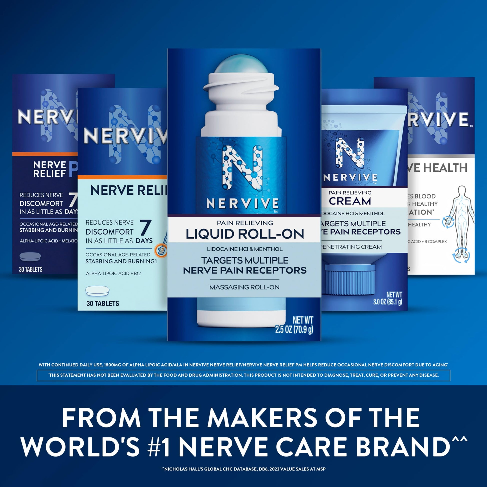Nervive Pain Relieving Roll On, Lidocaine Roll On, Nervive Pain Relief, Lidocaine Topical, Foot Pain, Leg Pain, Hand Pain, Max Strength Formula, 2.5oz NerviveAu supplements