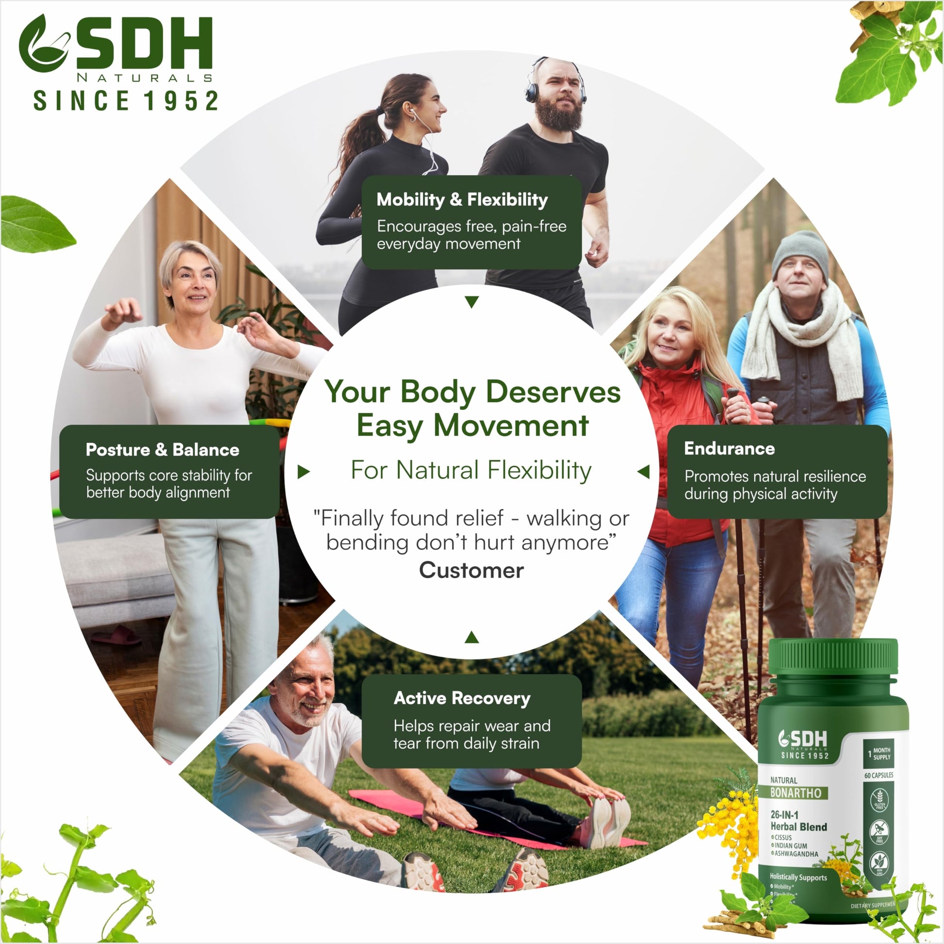 SHREE DHANWANTRI HERBALS SDH Bonartho | Bone & Joint Support Supplement | Move with Comfort & Ease | 60 Caps (1 Mon Supply) SHREE DHANWANTRI HERBALSAu supplements
