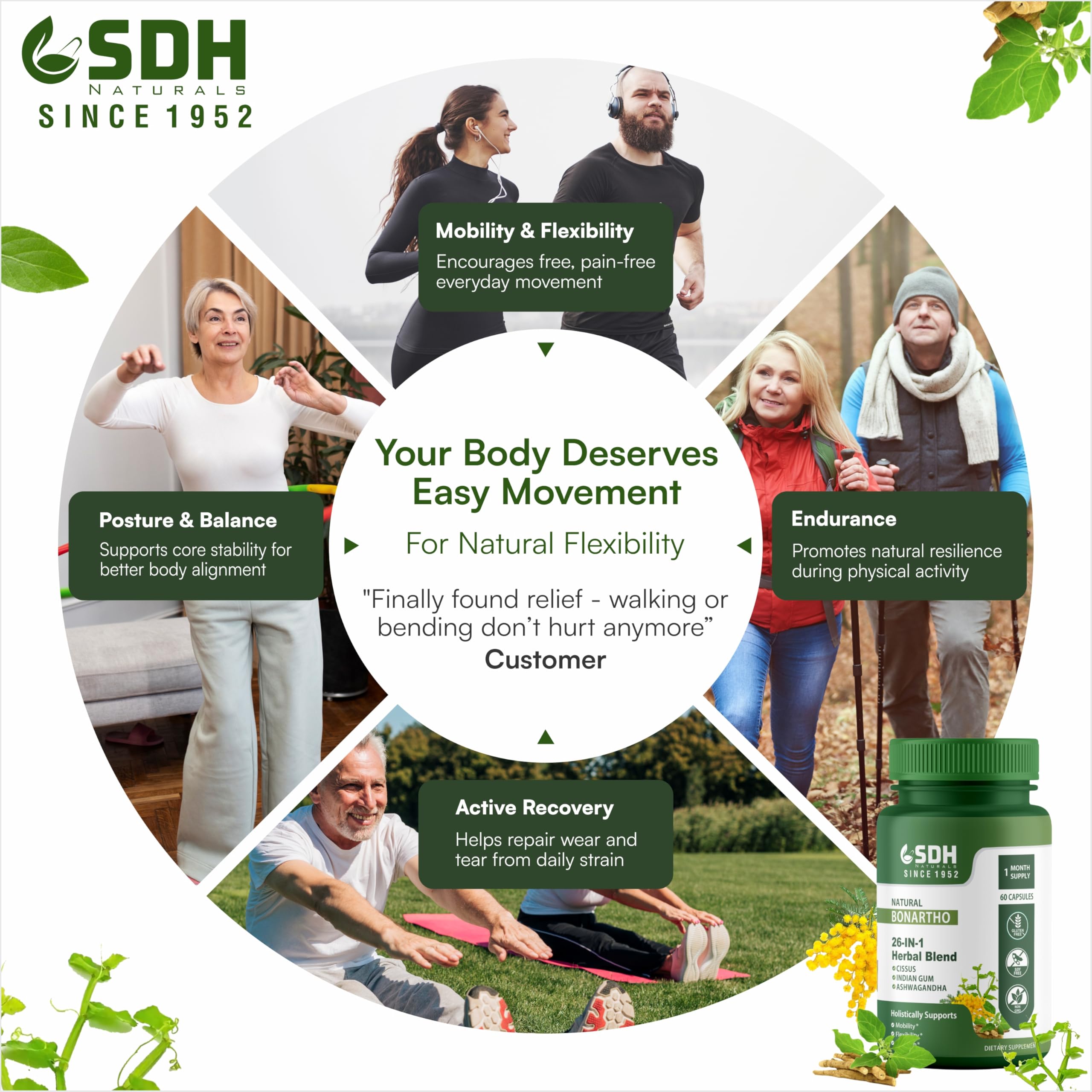 SHREE DHANWANTRI HERBALS SDH Bonartho | Bone & Joint Support Supplement | Move with Comfort & Ease | 60 Caps (1 Mon Supply) SHREE DHANWANTRI HERBALSAu supplements
