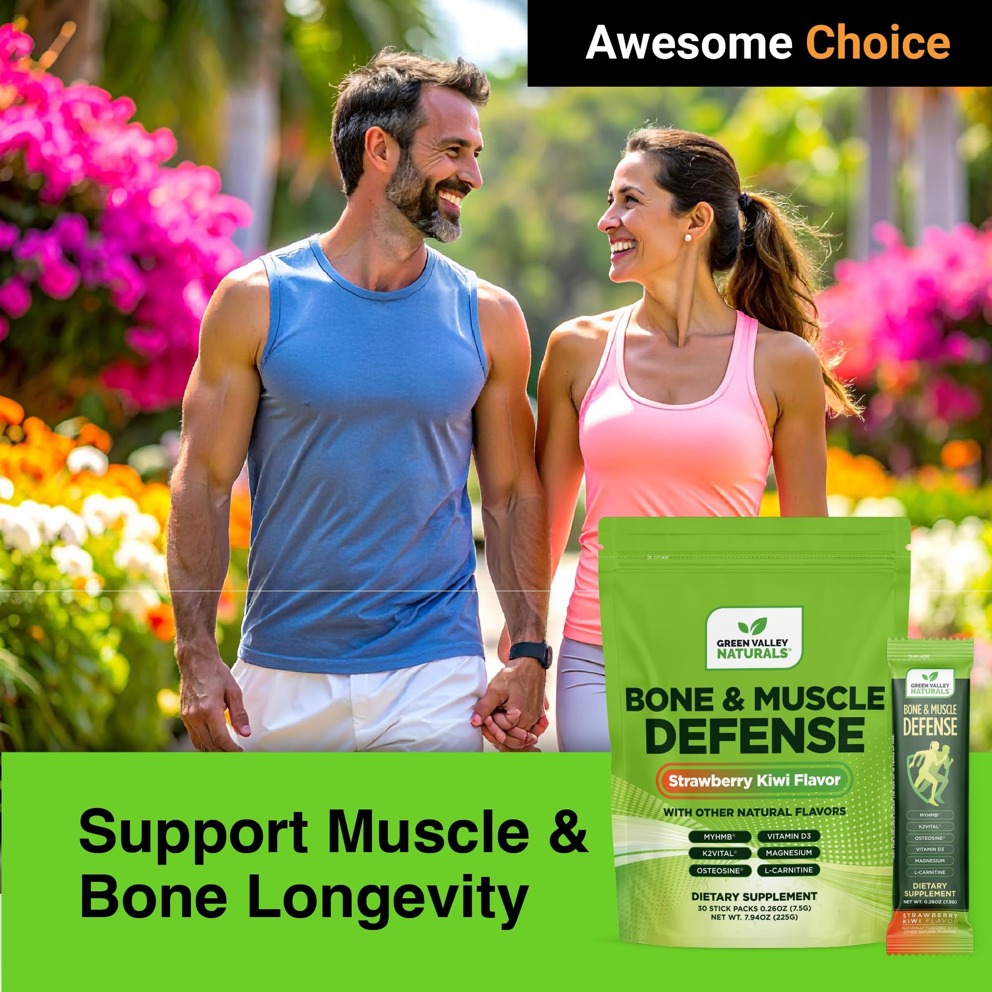 Bone & Muscle Defense Stick Pack | HMB + Leucine Amino Blend for Muscle Support | Protein Growth & Strength Formula for Women & Men | Fertility & Energy Support | Convenient On-the-Go Supplement GREEN VALLEY NATURALSAu supplements