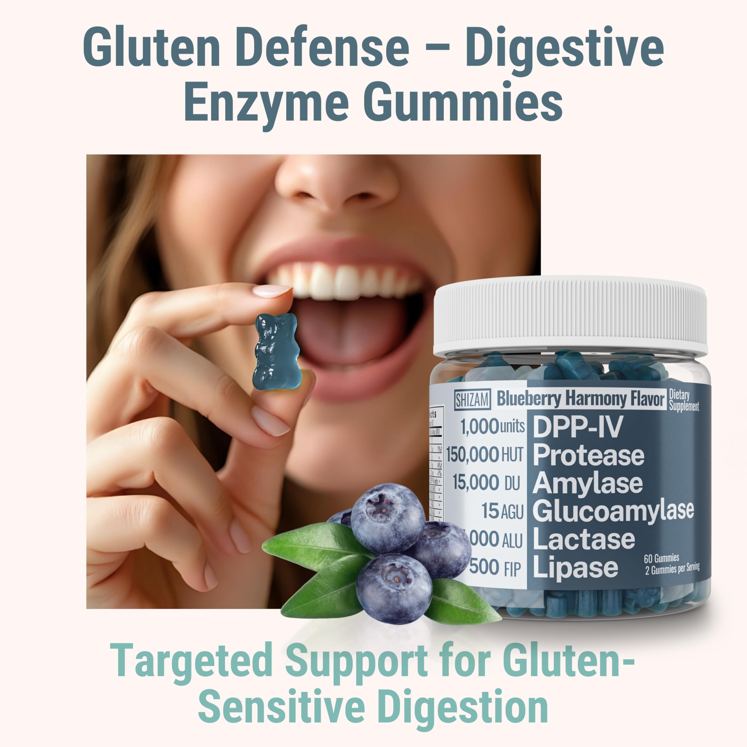 Gluten & Lactase Digestive Enzyme Gummies – Lactase Pancreatic Enzymes with DPP‑IV Lipase Gluco‑Amylase Lactase, Drops Chewables Capsules Pills Powder Supplement Alt, Pancreatic Support, for Kids SHIZAMAu supplements