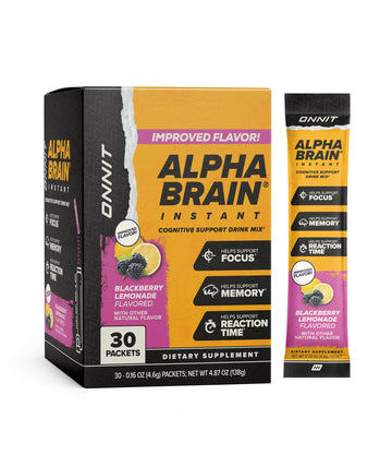 ONNIT Alpha Brain Instant Cognitive Support Drink Mix, BlackBerry Lemonade Flavor, Nootropic Supplement for Focus, Memory, and Clarity, 0.13 oz Packets, 30 Count ONNITAu supplements