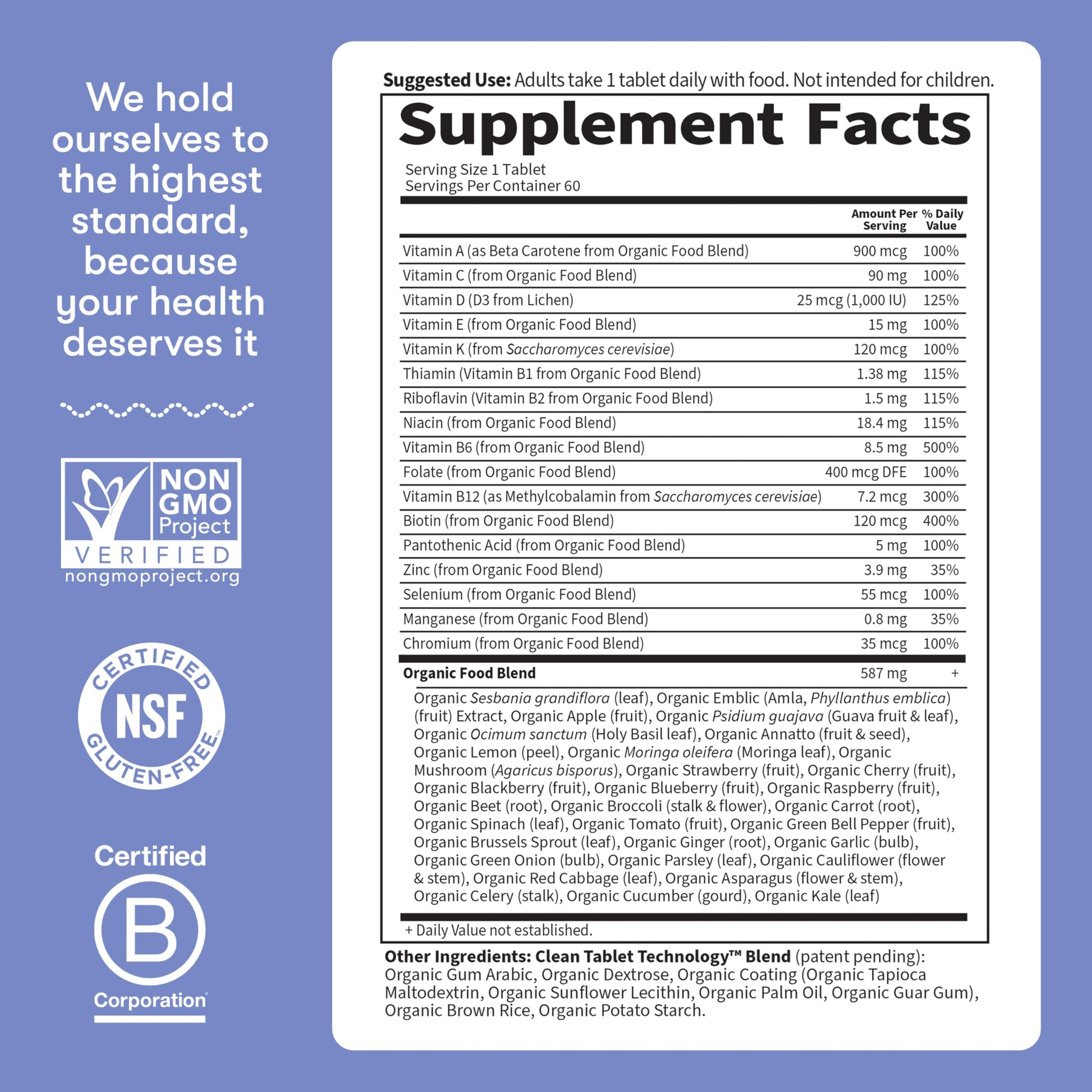 Garden of Life Once Daily Whole Food Multivitamin for Men, Organic Mens Vitamins & Minerals, Vitamin C, Zinc, Vegan, for Health & Well-Being, 60 Tablets Garden of LifeAu supplements