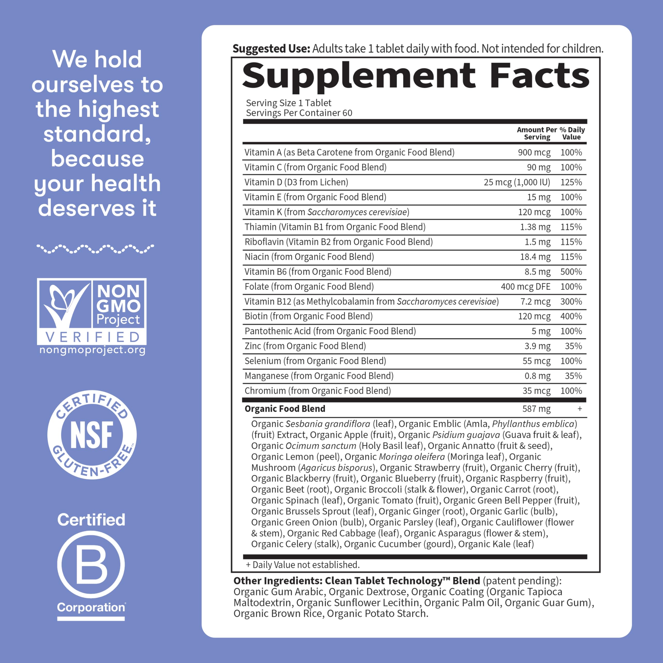 Garden of Life Once Daily Whole Food Multivitamin for Men, Organic Mens Vitamins & Minerals, Vitamin C, Zinc, Vegan, for Health & Well-Being, 60 Tablets Garden of LifeAu supplements