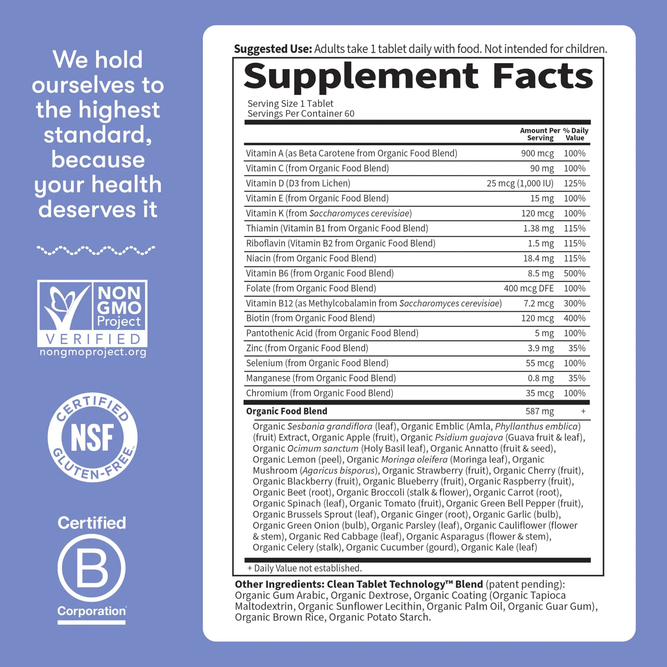 Garden of Life Once Daily Whole Food Multivitamin for Men, Organic Mens Vitamins & Minerals, Vitamin C, Zinc, Vegan, for Health & Well-Being, 60 Tablets Garden of LifeAu supplements