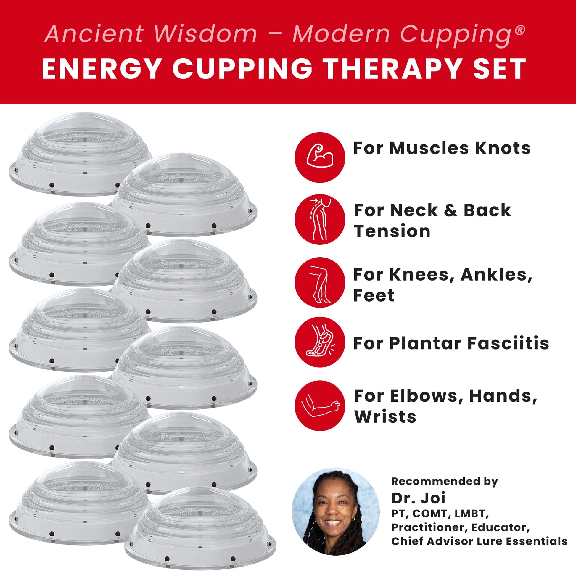 Lure Essentials Cupping Therapy Set 10 Professional Silicone Cupping Cups for Muscle Knots, Joints, Muscles, Arms and Feet Lure EssentialsAu supplements