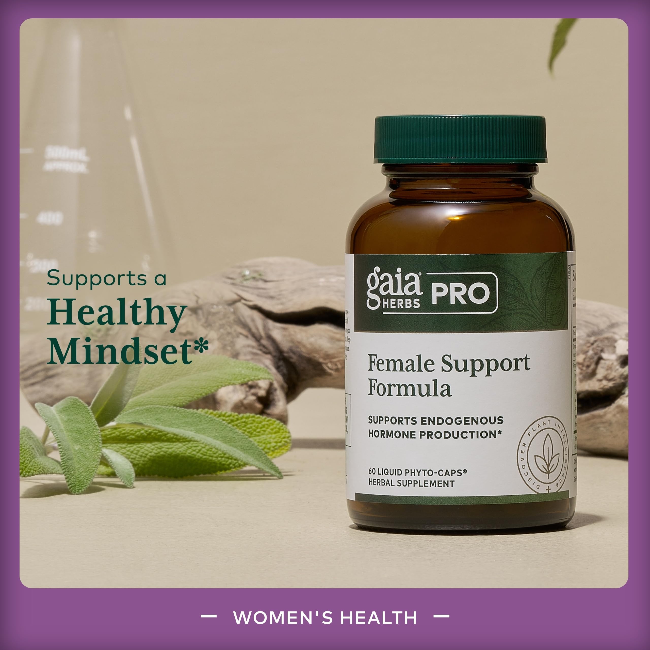 GAIA HERBS PRO Female Support Formula - Supports Healthy PMS & Menopause Fluctuations with Alfalfa Leaf, Black Cohosh Root Extract, Dandelion Root & More* - Vegan - 60 Liquid Phyto-Caps (60 Servings) Gaia Herbs PROAu supplements
