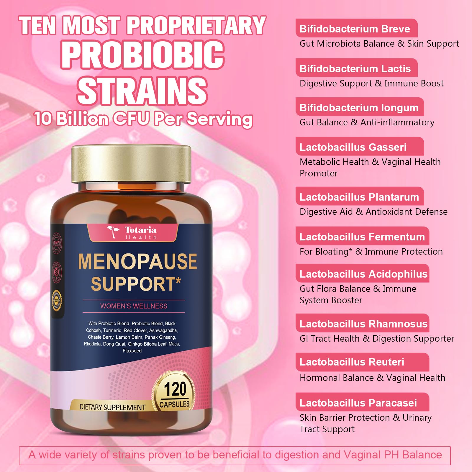 40-in-1 Menopause Supplements for Women, Multibenefit & Complete Black Cohosh for Hot Flashes, Night Sweats & Hormone Balance, w/ Probiotics, DIM, Vitex, Dong Quai, Red Clover and More, 120 Vegan Caps TotariaAu supplements