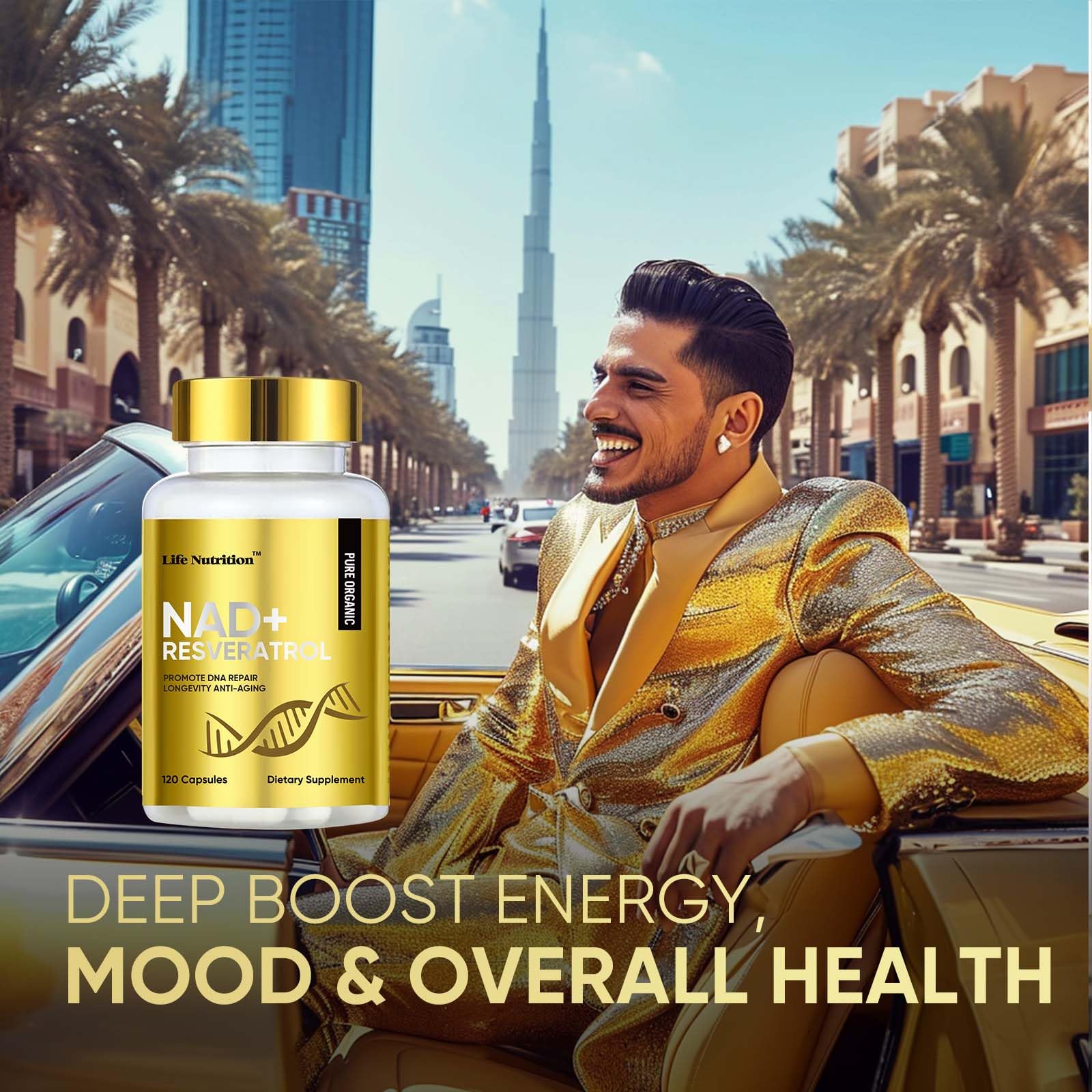 Life Nutrition NAD+ Supplement 1000 mg - 120 Capsules True NAD+ & Resveratrol, NMN Alternative Supports Anti-Aging, Cellular Energy & Repair, Metabolism & Brain Boost for Men & Women Life NutritionAu supplements