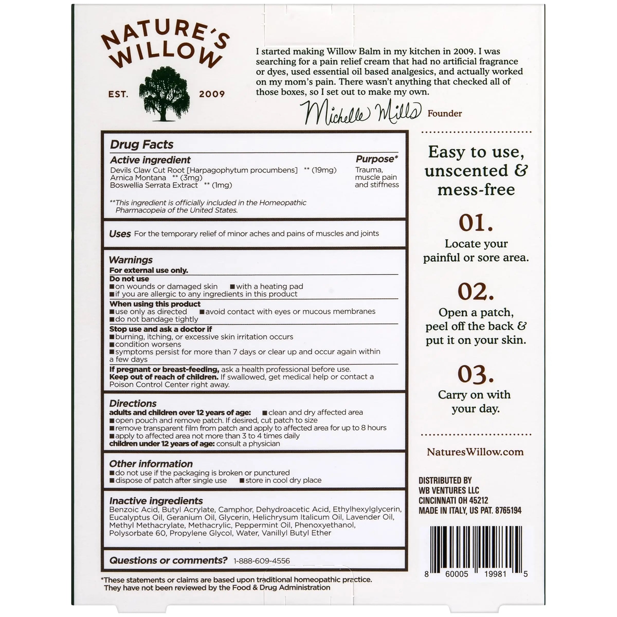 Nature's Willow Relief Patches – Fast-Acting, Plant-Based Topical Solution to Help with Sore Muscles & Joints | 6 Patches per Pack | 1-Pack Nature's WillowAu supplements