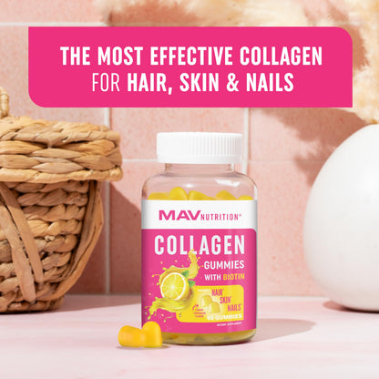 Collagen Gummies for Women | 200mg Hydrolyzed Collagen + 2500mcg Biotin, with Vitamin C, E & Zinc MAV NUTRITIONUS supplements