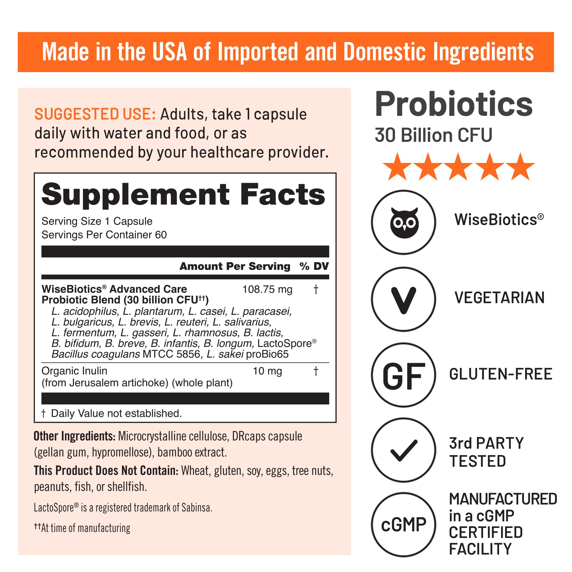 NatureWise Max Probiotics for Women & Men - 30 Billion CFU 18 Strains With Prebiotics - For Gut & Digestive Health - Delayed-Release Capsules, Gluten Free - 60 Capsules[2-Month Supply] NatureWiseAu supplements