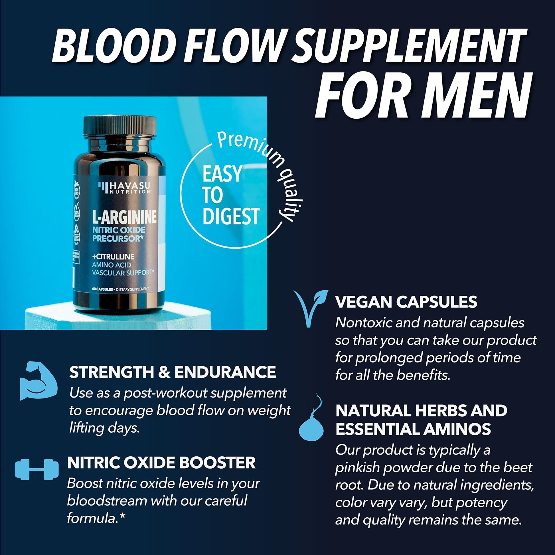Extra Strength L Arginine - 1200mg Nitric Oxide Supplement for Muscle HAVASU NUTRITIONUS supplements