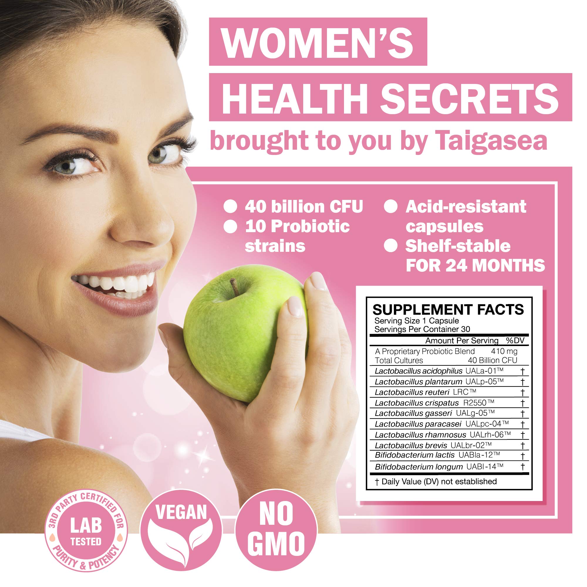 TAIGASEA Probiotics for Women, 40 Billion CFU, 10 Strains for Yeast Control, Vaginal and Urinary Tract Health TAIGASEAAu supplements