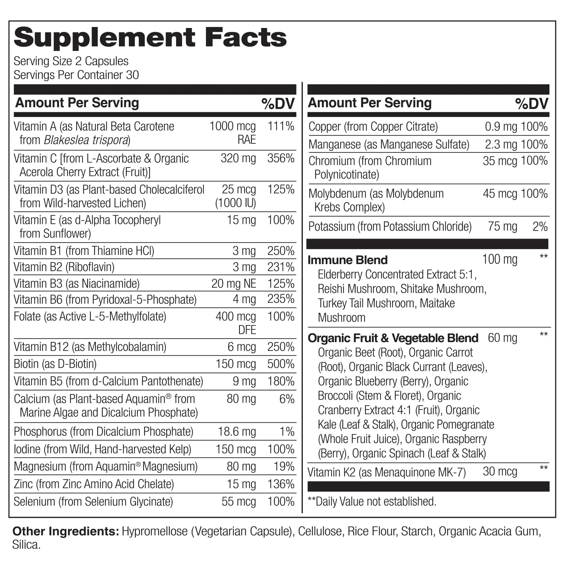 NATURELO Whole Food Multivitamin + Immune Blend with Elderberry & Mushrooms - Complete Multivitamin with Extra Immune Support NATURELOAu supplements