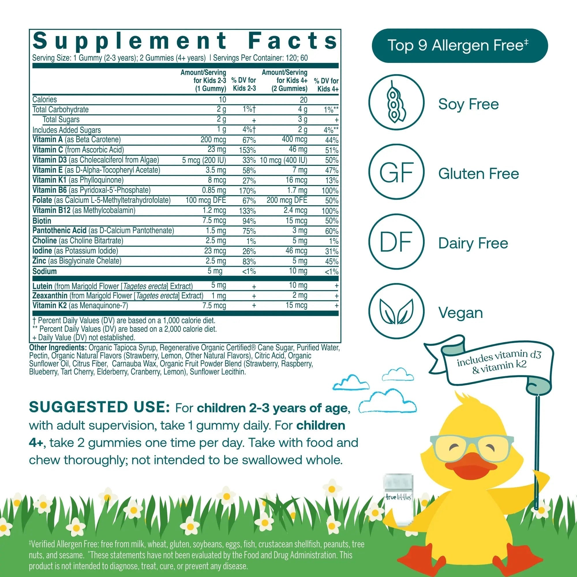 True Grace True Littles Daily Kids Multi - 120 Pectin Gummies - Immune, Cognitive, Bone & Eye Support - Clinically Studied Lutemax Kids Lutein True GraceAu supplements