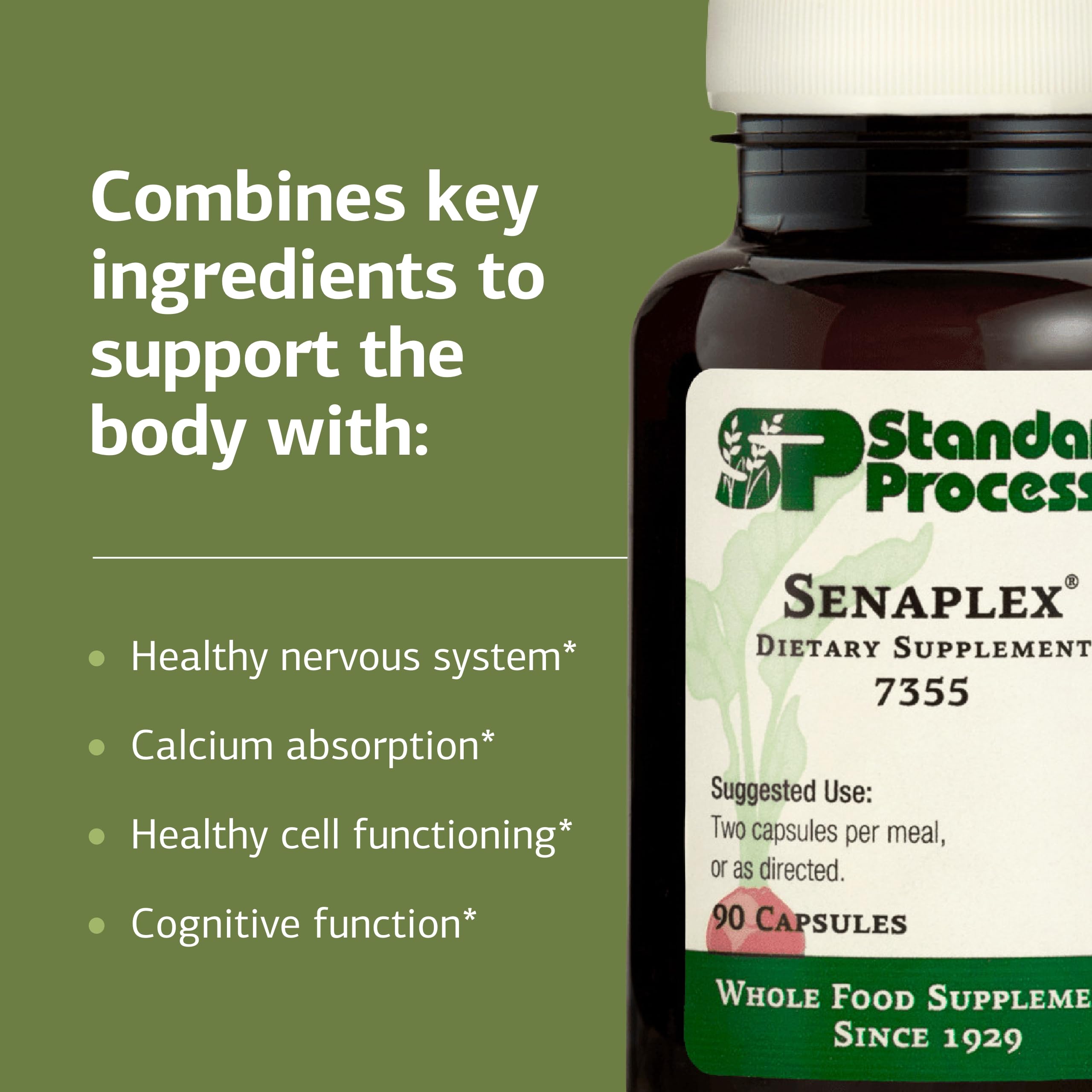 Standard Process Senaplex - Nervous System Support with Niacin, Vitamin B12 & B6 - Supports Brain Health & Cellular Health - Offers Antioxidant Activity - Non-Dairy - 90 Capsules (45 Servings) Standard Process Inc.Au supplements