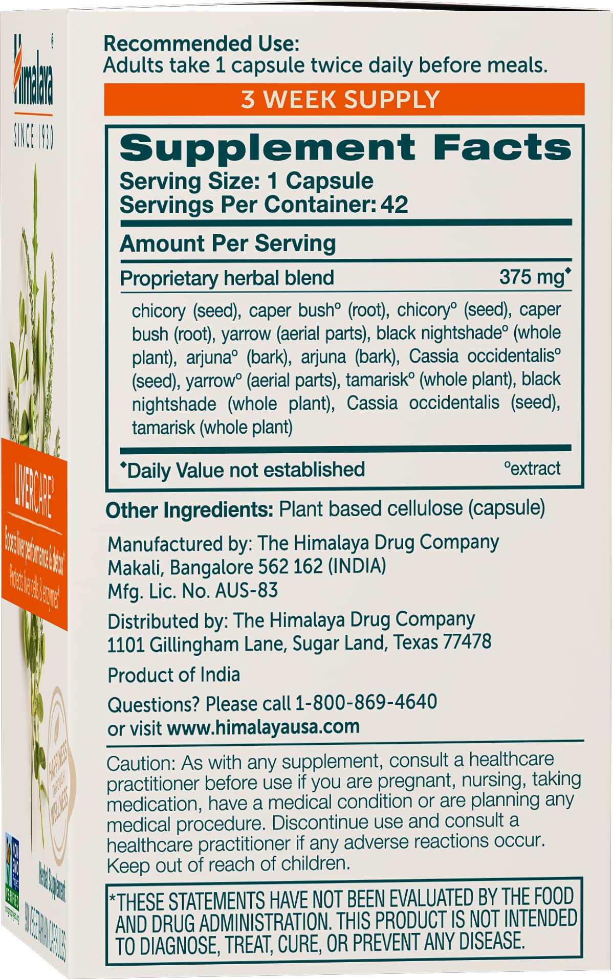Himalaya LiverCare for Total Liver Support, Cleanse and Detox, Protects Cells & Enzymes HimalayaAu supplements