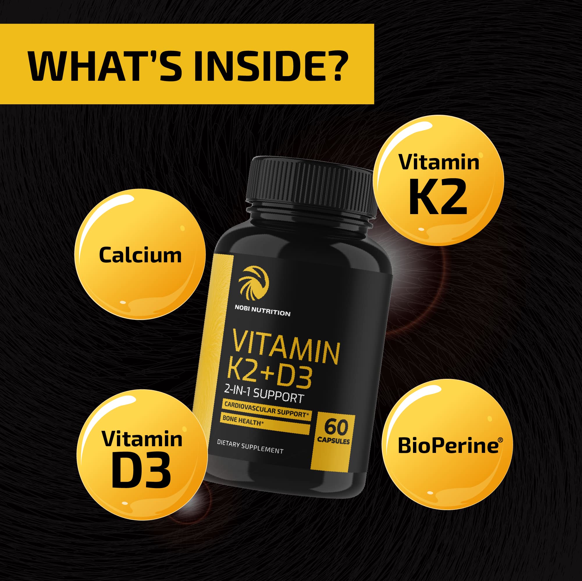 Vitamin D3 K2 5000 IU for Immune System, Strong Bones & Teeth Support | Vitamin D3 Nobi NutritionUS supplements