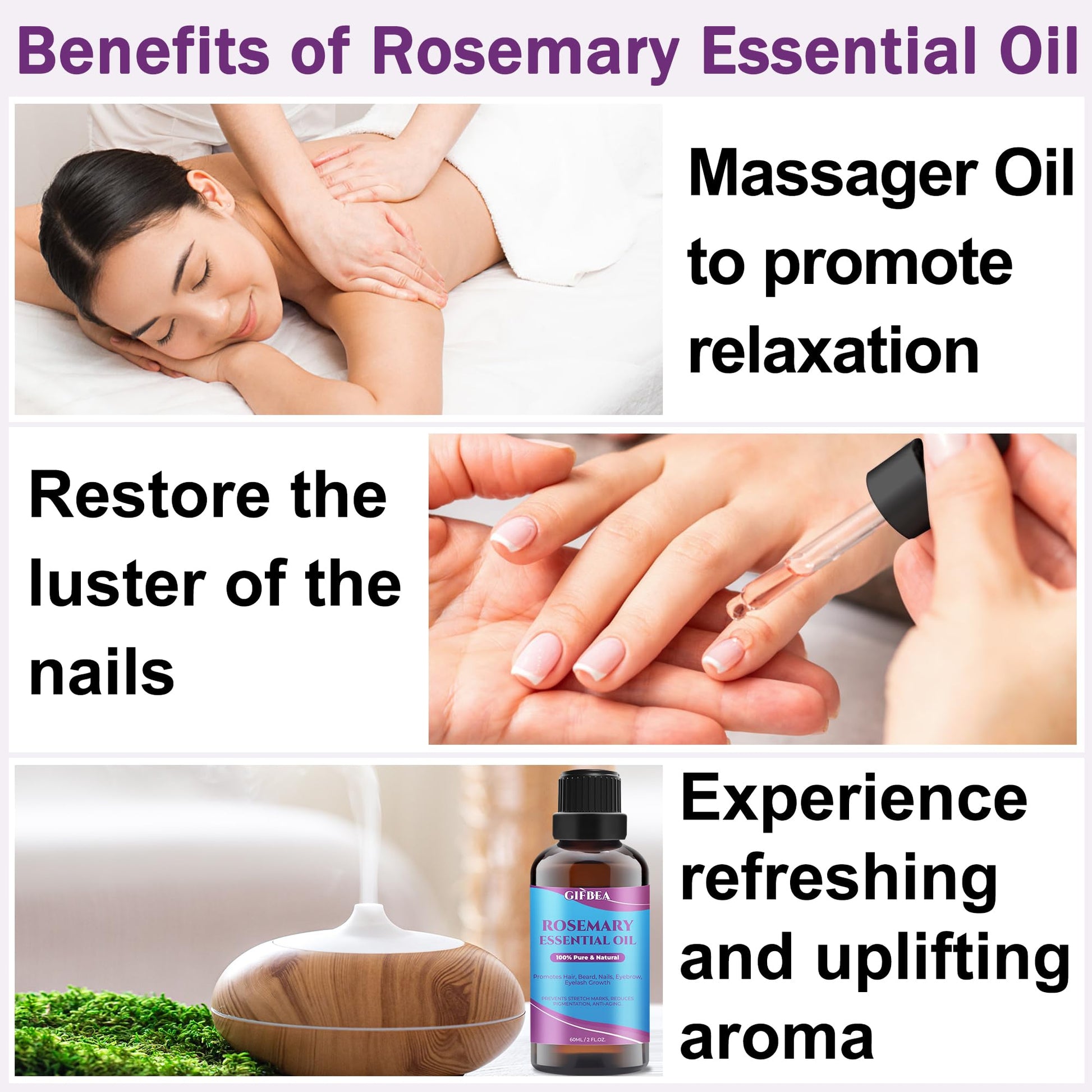 Rosemary Oil for Hair Growth,100% Pure Undiluted Light-Weight Non-Greasy Rosemary Essential Oil GIFBEAAu supplements