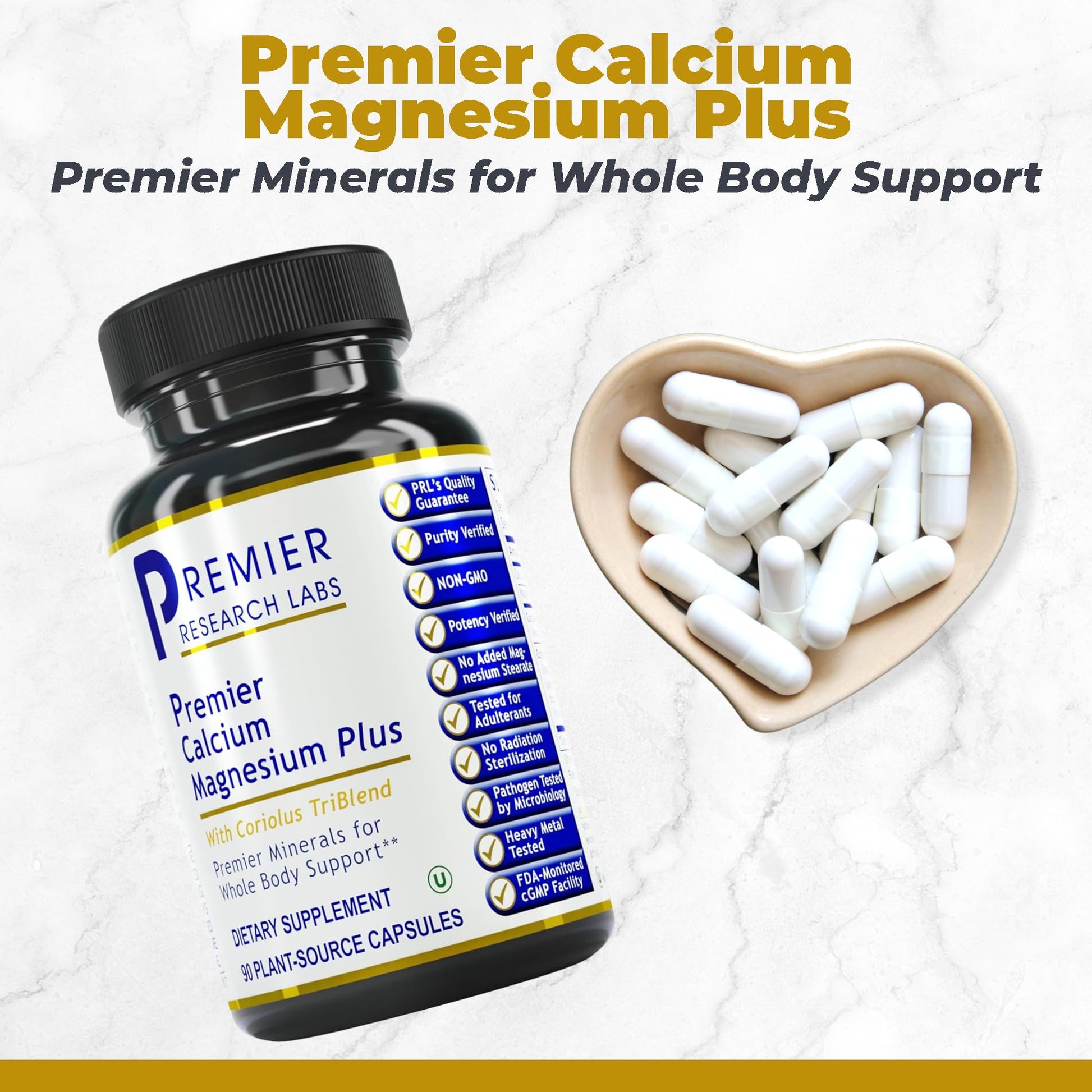 Premier Research Labs Calcium Magnesium Plus - Calcium Magnesium Supplement, Calcium Supplement for Bone Health, with Mushroom Complex - Reishi & Lions Mane - 90 Vegetarian Capsules Premier Research LabsAu supplements