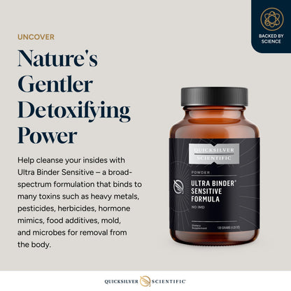 Quicksilver Scientific Ultra Binder Sensitive Formula - Gut Health Supplement with Activated Charcoal, Bentonite Clay - Cleansing Support Powder (120g) Quicksilver ScientificUS supplements