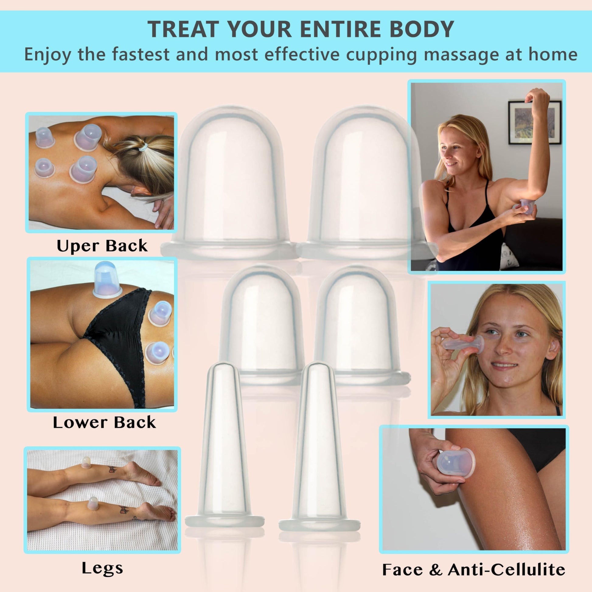 Cupping Kit for Massage Therapy - by DoSensePro, Cupping Set of 6 Professional Silicone Cups DoSenseProAu supplements