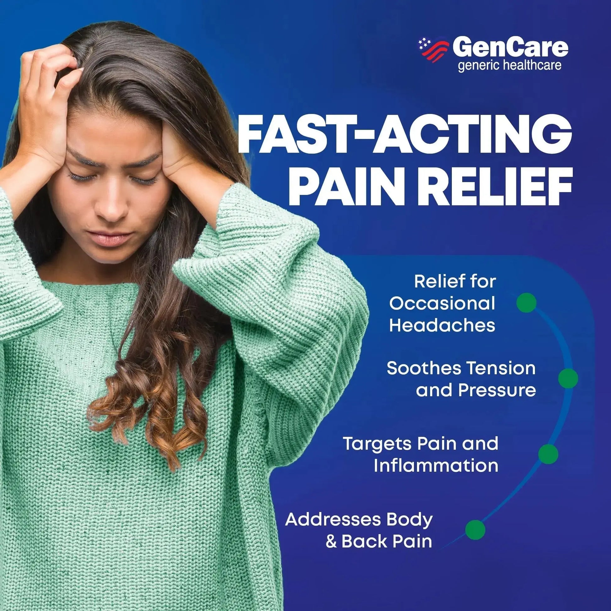GenCare - Headache Relief Acetaminophen with Aspirin (NSAID) & Caffeine (300 Caplets) Value Pack | Head Pain, Muscle Aches, Back Pain & Body | Generic ExcedrEn Extra Strength GenCareAu supplements