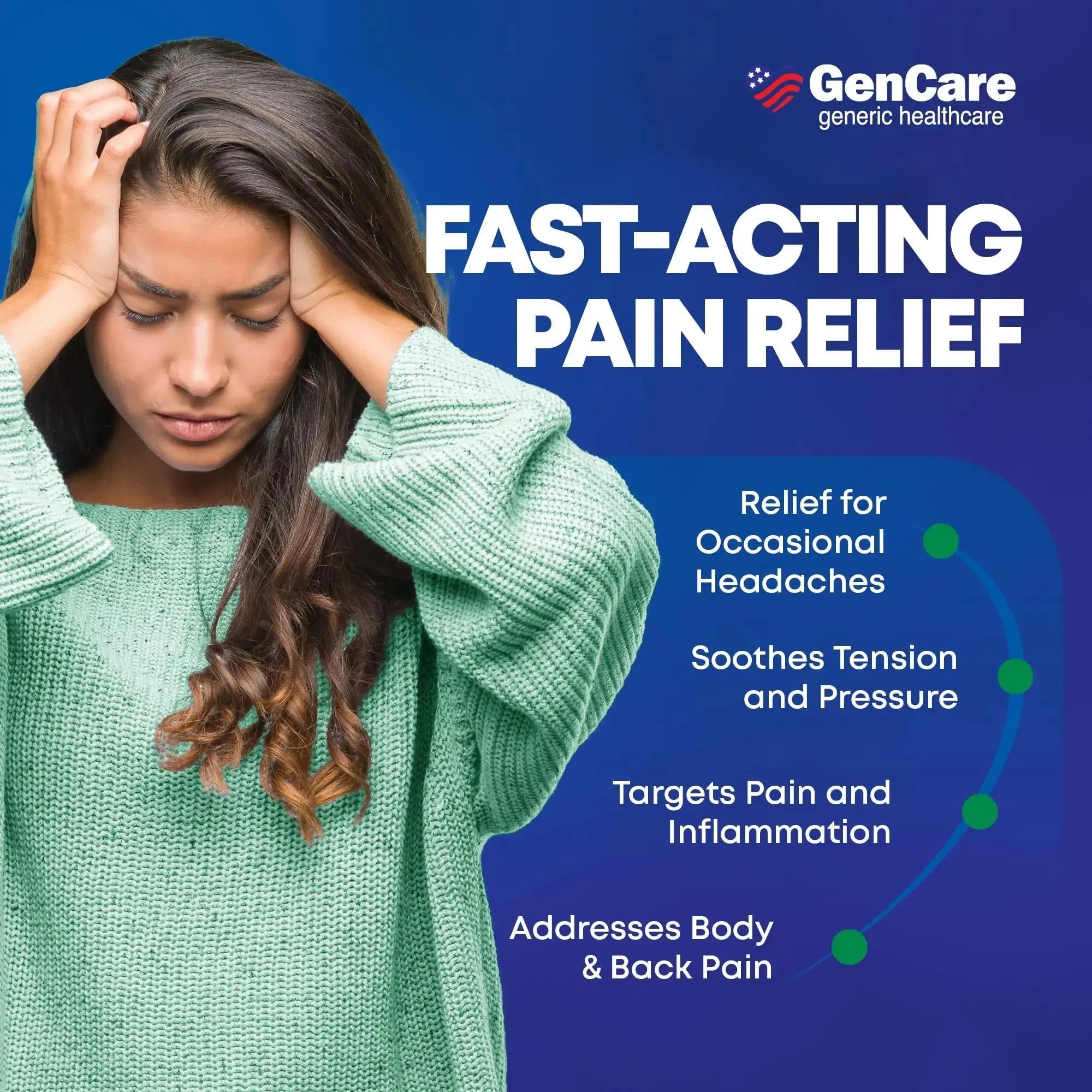 GenCare - Headache Relief Acetaminophen with Aspirin (NSAID) & Caffeine (300 Caplets) Value Pack | Head Pain, Muscle Aches, Back Pain & Body | Generic ExcedrEn Extra Strength GenCareAu supplements
