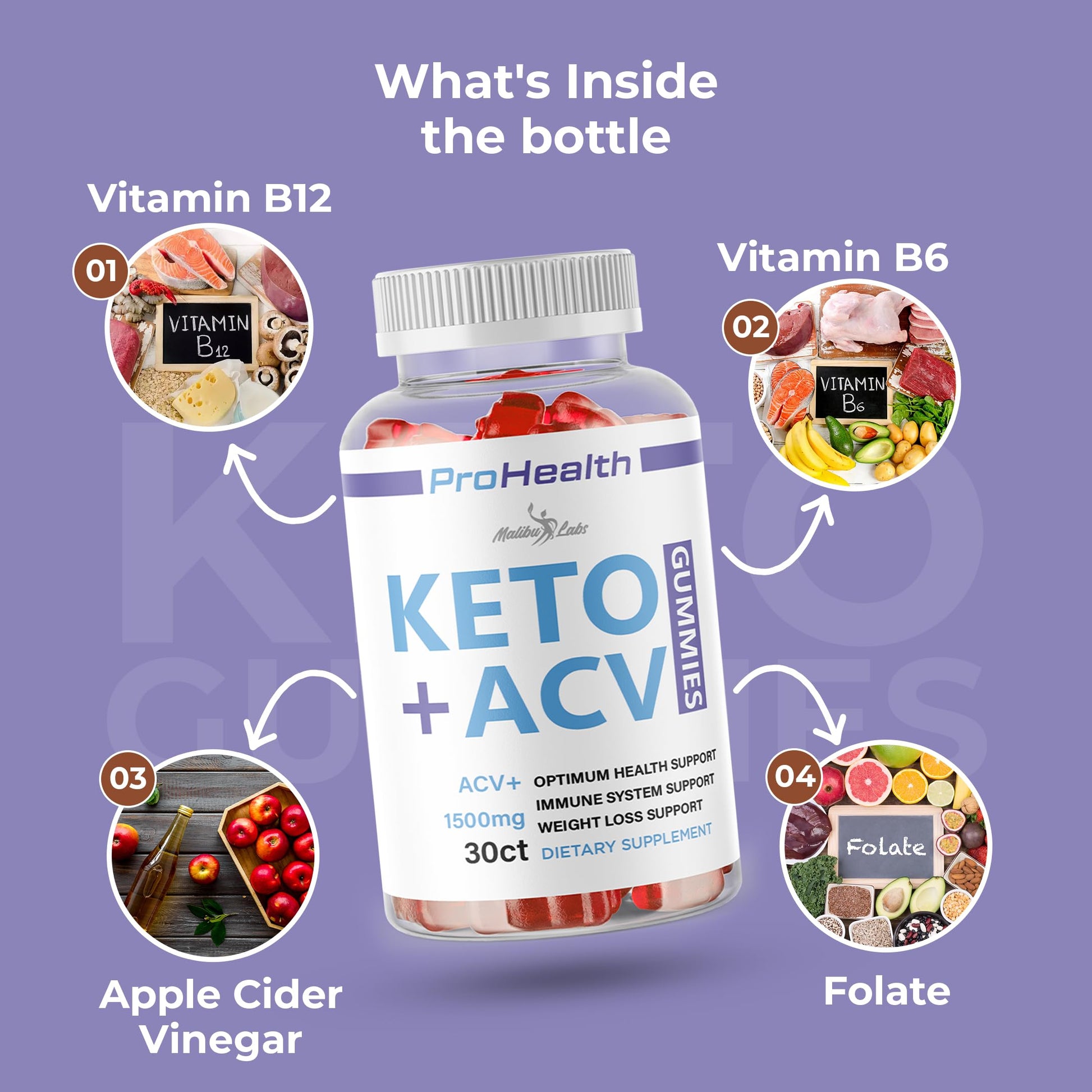 prohealth Keto acv Gummies - 1500mg Once a Day Keto, Strong Time Released Advanced Malibu LabsAu supplements