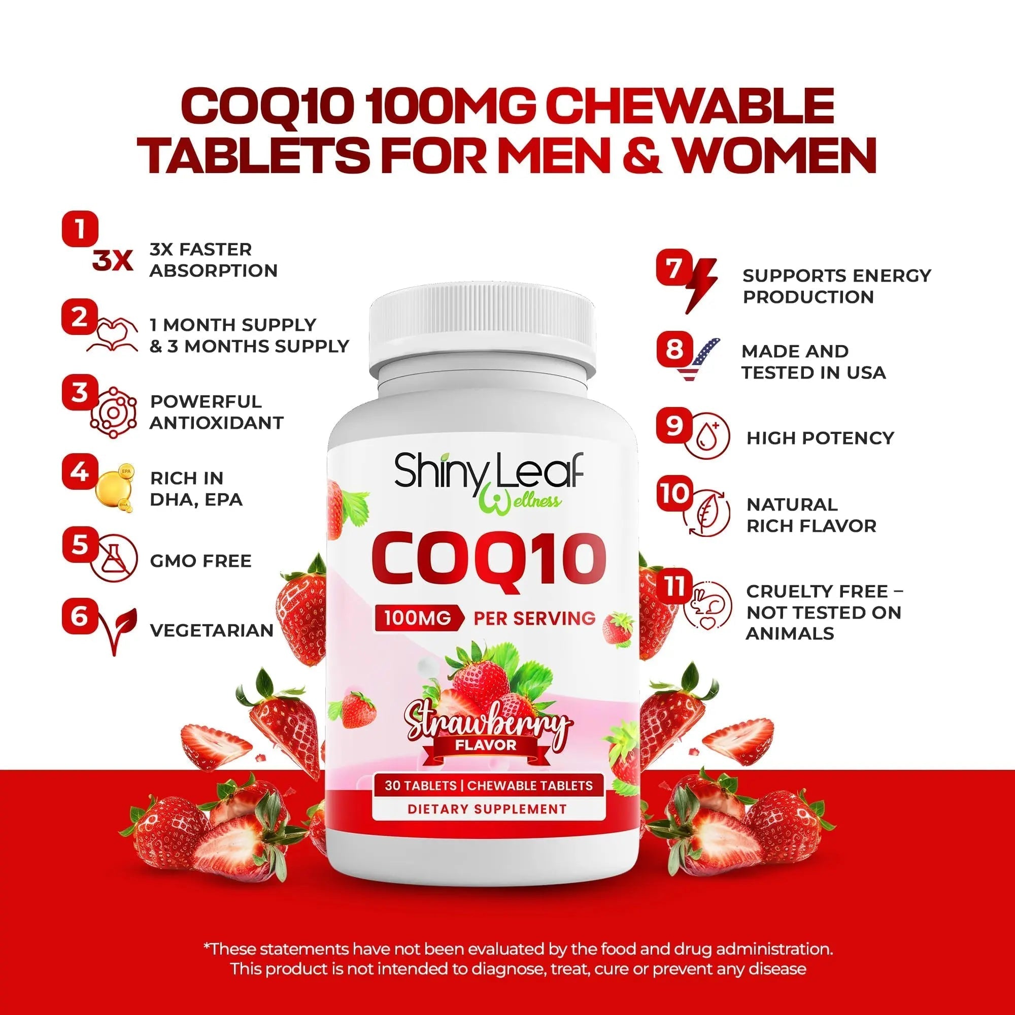 Bariatric Multivitamin Iron-Free One Capsule Per Day and CoQ10 100mg Supplement for Brain Health and Energy Management for Women and Men Shiny LeafAu supplements
