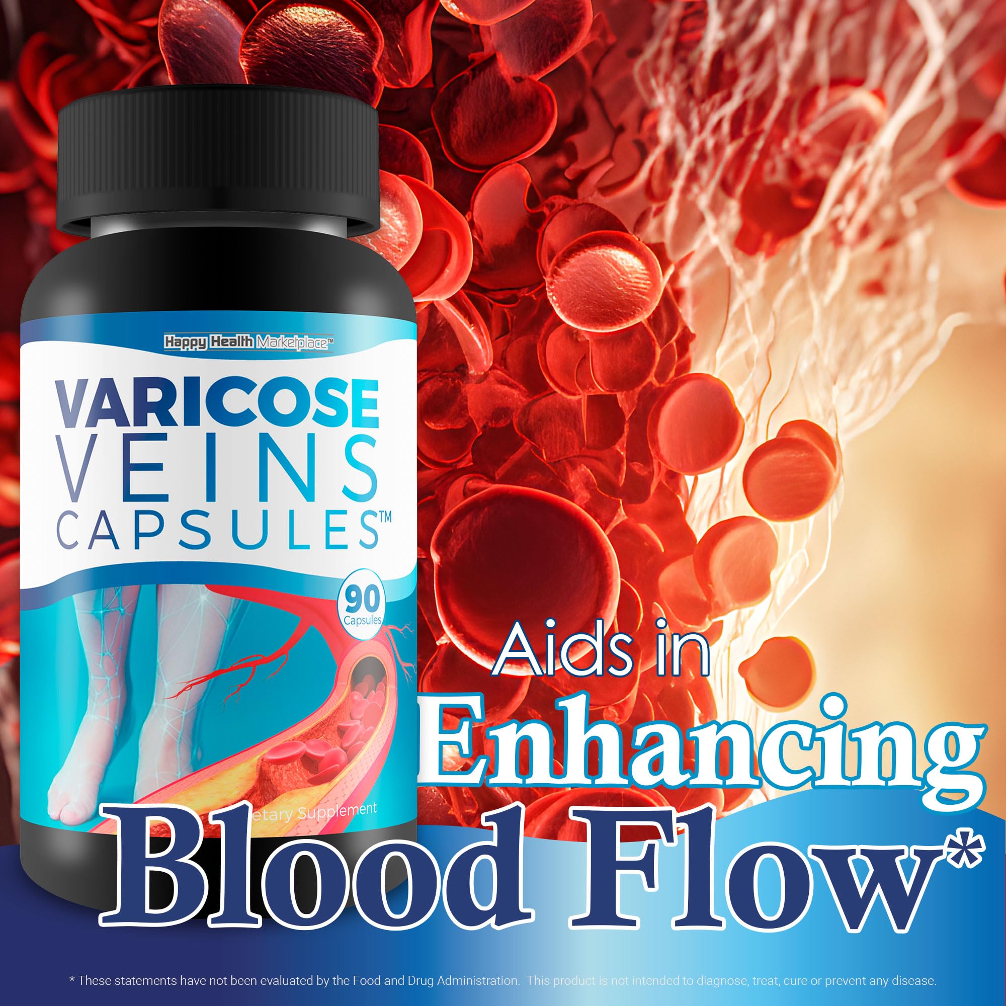 Varicose Veins Capsules - Our Best Natural Varicose Veins Treatment - Varicose Vein Supplement Anti Varicose Veins Women - Herbal Varicose Veins Treatment for Legs - Herbal Remedies for Varicose Veins Happy Health MarketplaceAu supplements