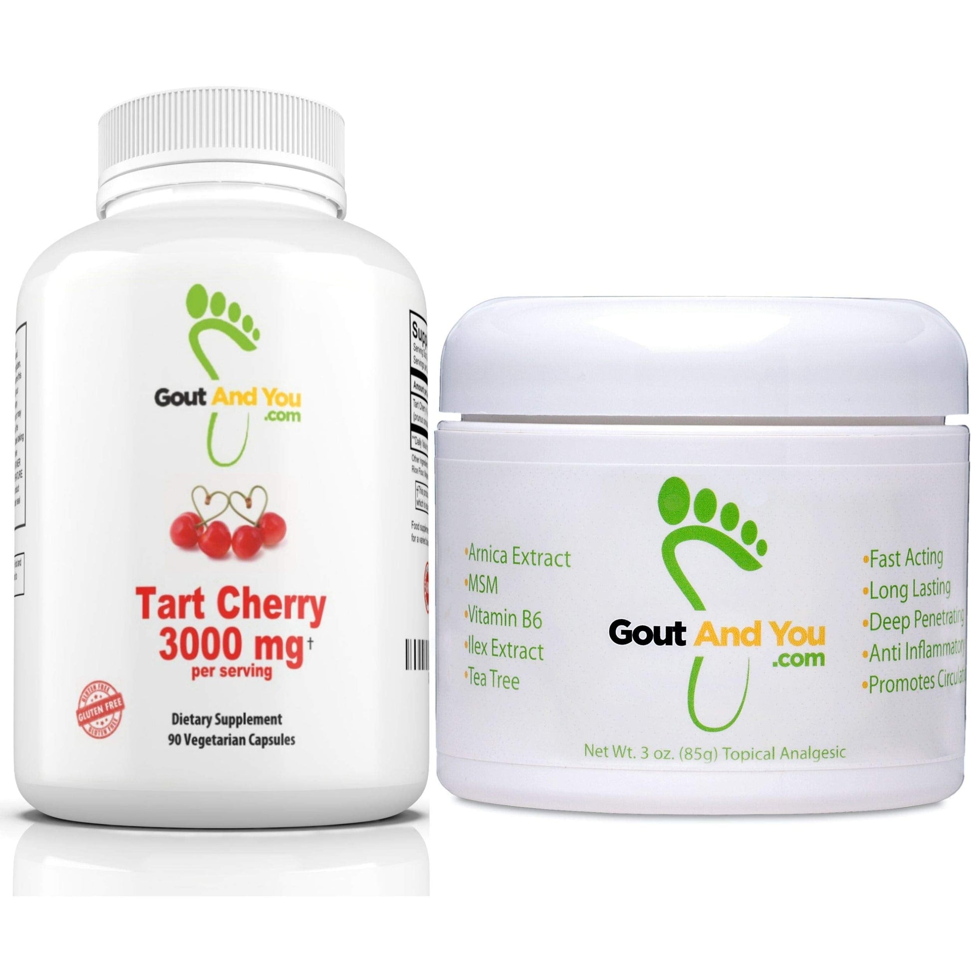 Tart Cherry Extract and Joint & Muscle Relief Cream Bundle Gout and YouAu supplements