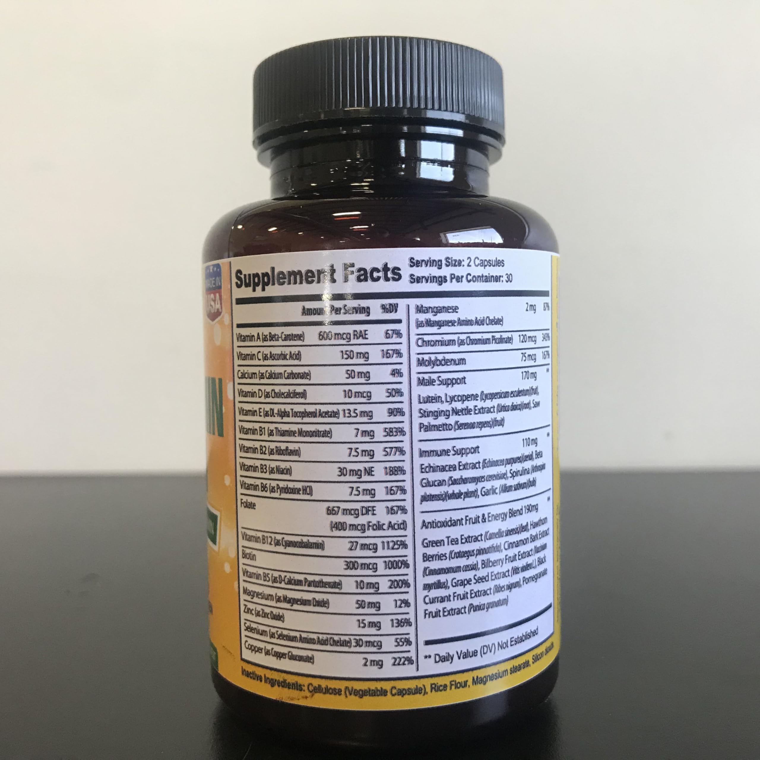 Bradeson Naturals Men's Multivitamin Supplement for Energy, Focus and Performance. Mens Vitamins A, C, D, E & B12, Zinc, Calcium, Magnesium & More. Multi Vitamin 60 Capsules Made in The USA Bradeson NaturalsAu supplements