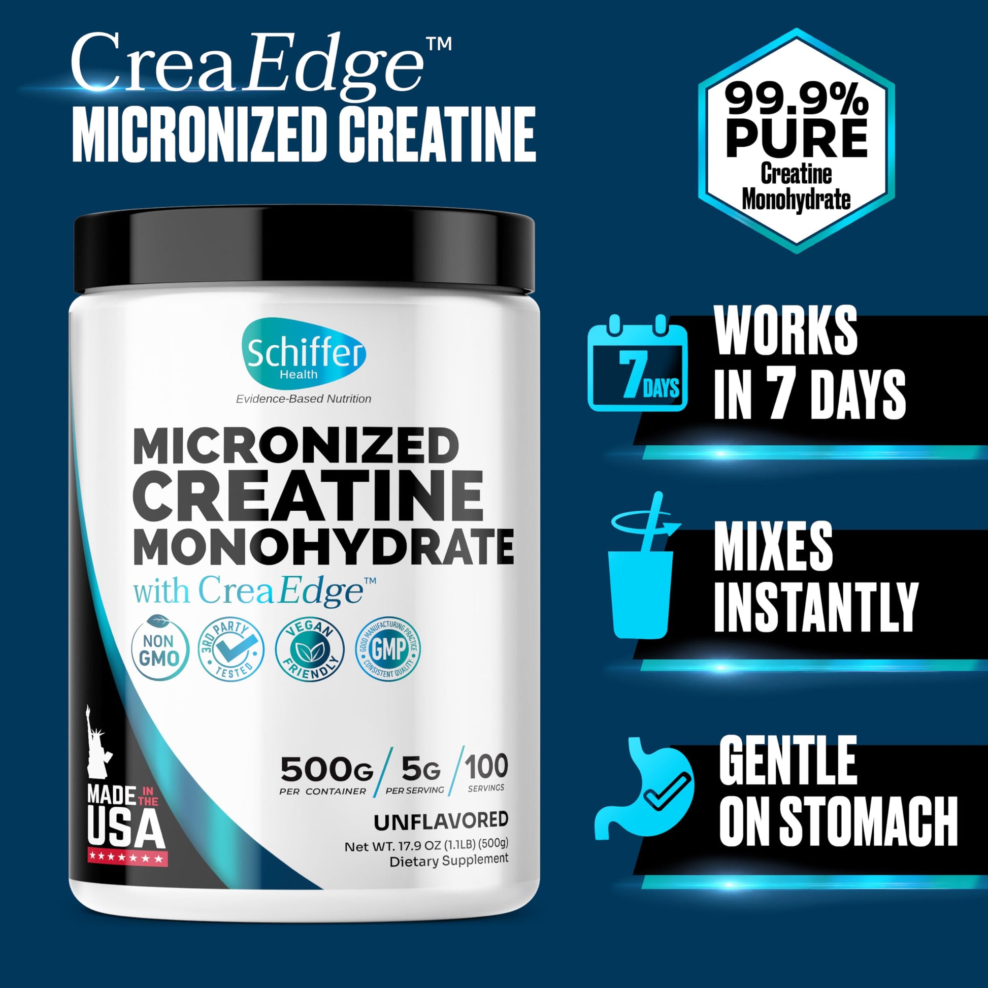 Creatine Monohydrate Powder 500g – Supports Muscle Growth, Strength & Cognitive Function*, 5g per Serv - 100 Servings, Pure Micronized Creatine for Enhanced Performance, Unflavored, 17.9 oz SCHIFFER HEALTHAu supplements