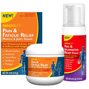 MagniLife Pain & Fatigue Relief Cream 4 oz Pain & Inflammation Relief Foam 4 oz. Natural Joint & Muscle Pain Relief Bundle for Shoulders, Back, Knees, Arthritis, Stiffness & Soreness MagniLifeAu supplements