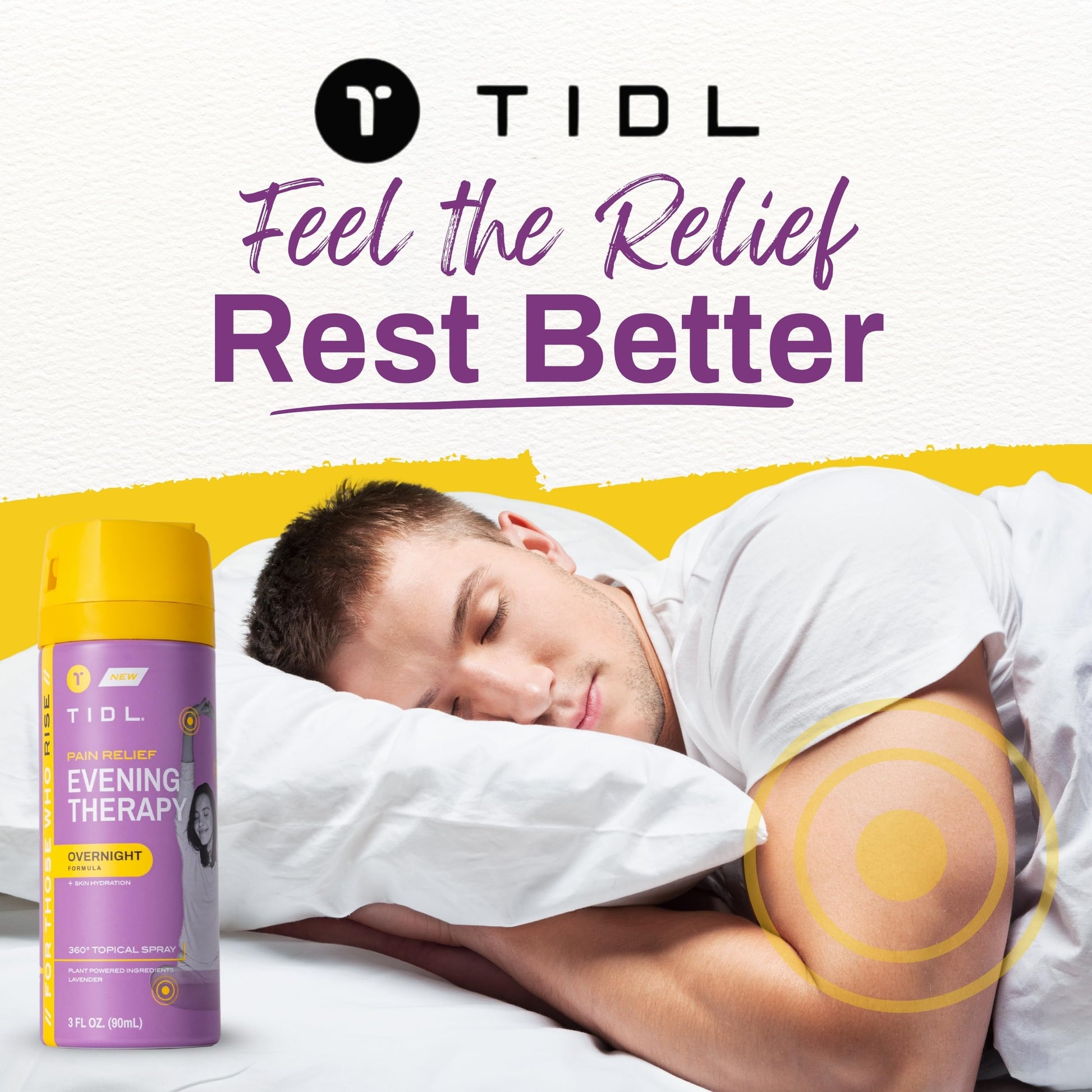 TIDL - Evening Therapy Pain Relief Spray - Fast-Acting Relief for Lower Back, Knee, Muscle & Joint Pain - Nighttime Relaxation & Skin Hydration - Lavender, Topical, Plant-Based Menthol (3oz, 1-Pack) TIDLAu supplements