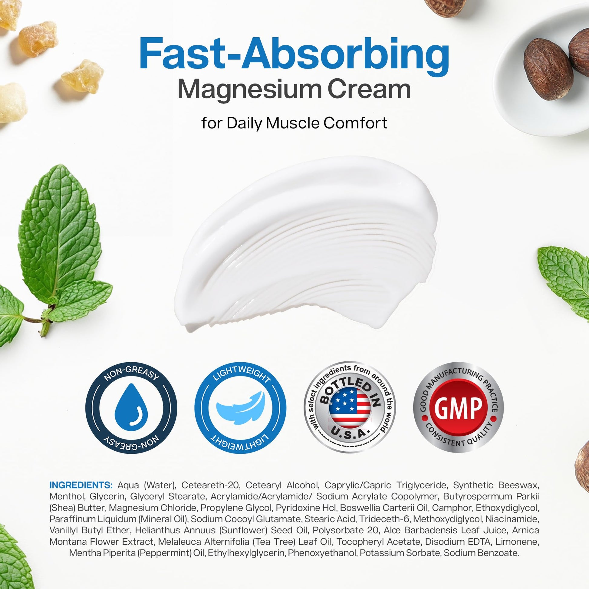 Magnesium Freeze - Topical Magnesium Cream with Niacinamide for Joints, Low Back, Sciatic Nerve, Knee, Hip, & Foot - Fast Acting Cooling Formula - Lightweight, Non-Greasy - 4oz OsteoShieldAu supplements
