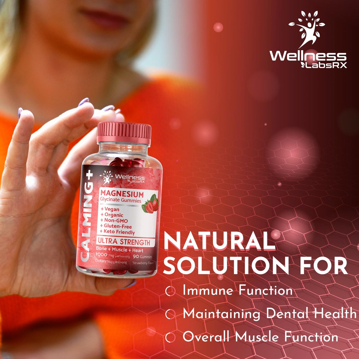 Magnesium Glycinate Gummies - 1000 mg - Magnesium Supplement to Support WELLNESS LABSRXUS supplements